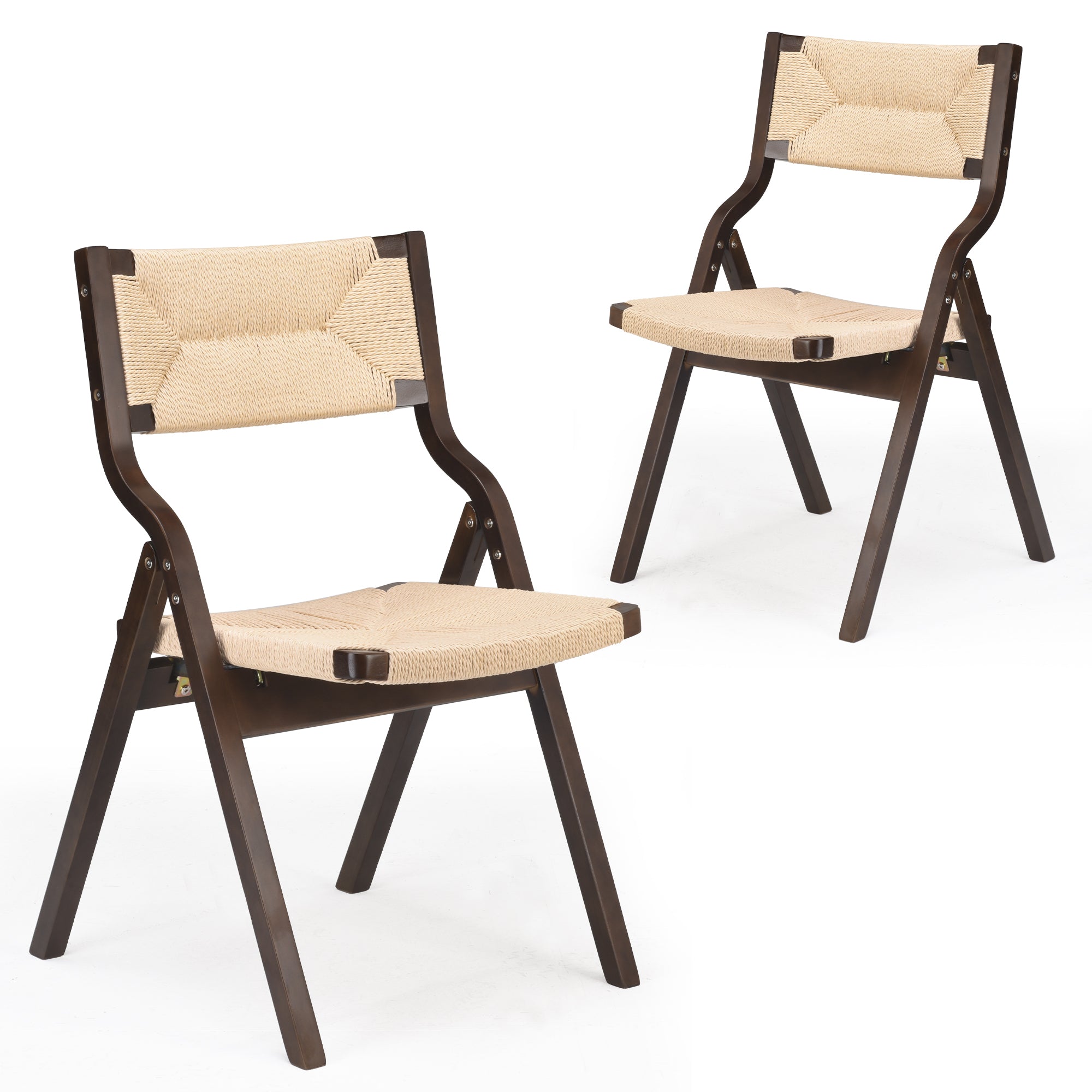 Premium Walnut Wood Folding Chairs Set Of 2 Stackable Seating - Platinum-Level Office Chairs