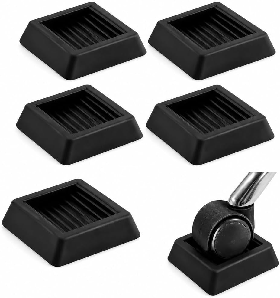 3.15"*3.15" Non Slip Furniture Pads Wheel Stoppers for Office Chairs Beds Couches Prevent Sliding on Carpet Hard Floors Fits 1-4 Inch Wheels Silicone Caster Cups Durable Grips (9 PCS)