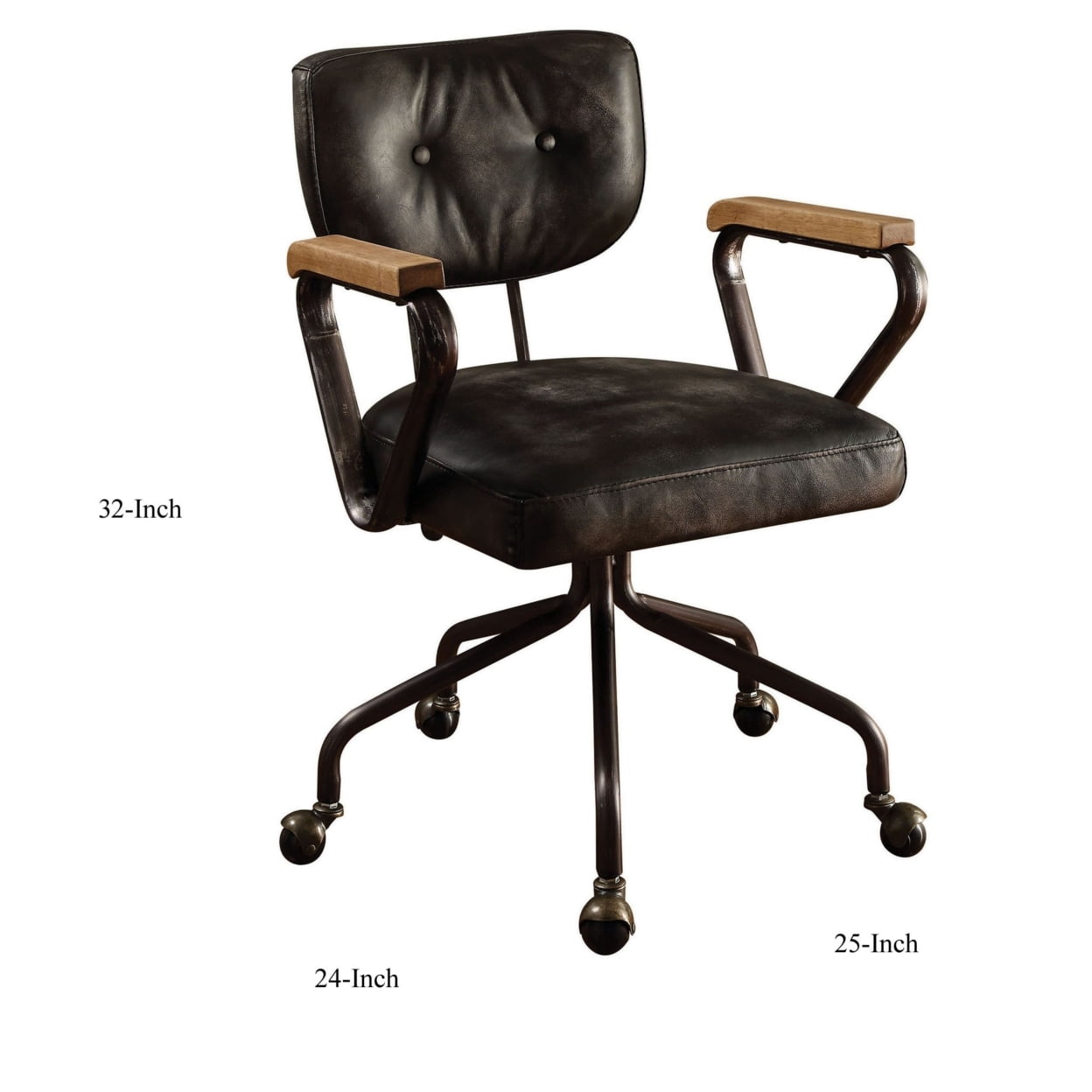 ACME Hallie whiskey leather office chair armrest detail