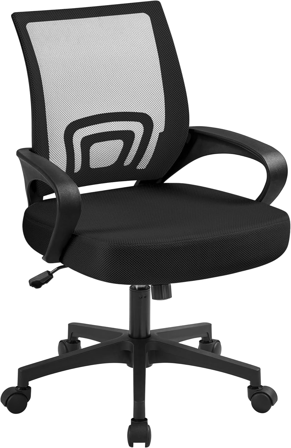 Yaheetech Mid Back Mesh Computer Office Desk Chair Adjustable Swivel, Black | Breathable Mesh Back and Foam Padded Seat for Comfortable Work at Home or Office; Steel Frame Holds 300 Lb, Easy Assembly.