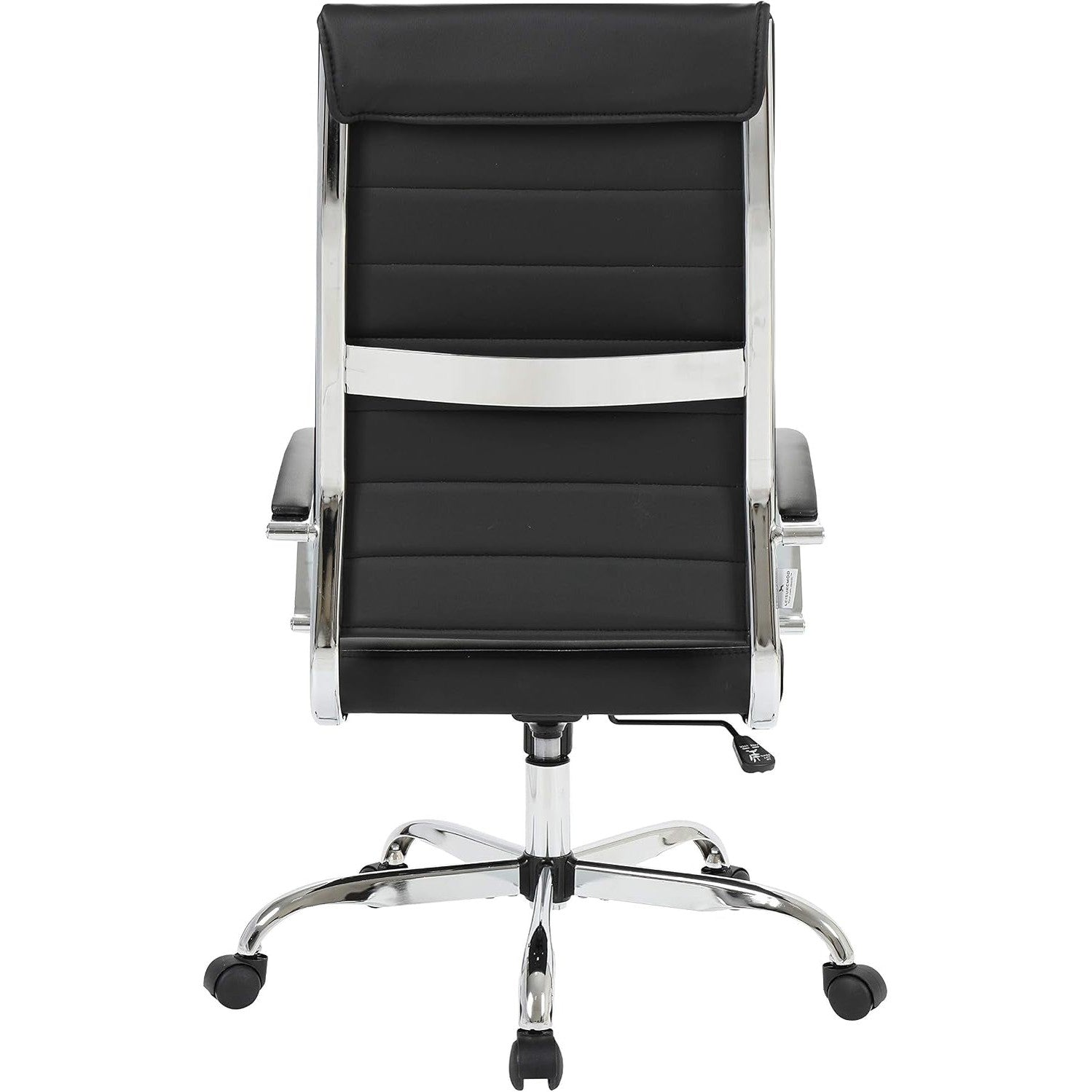 Leisuremod Benmar Modern High-Back Office Chair, 360-Degree Adjustable Swivel Task Furniture in Leather Upholstery with Ribbed Backrest for Home and Office