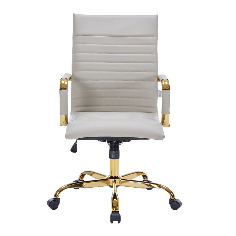 17 PCS Harris Modern High-Back Leather Upholstered Office Chair with Tilt & Swivel for Home Office - Tan