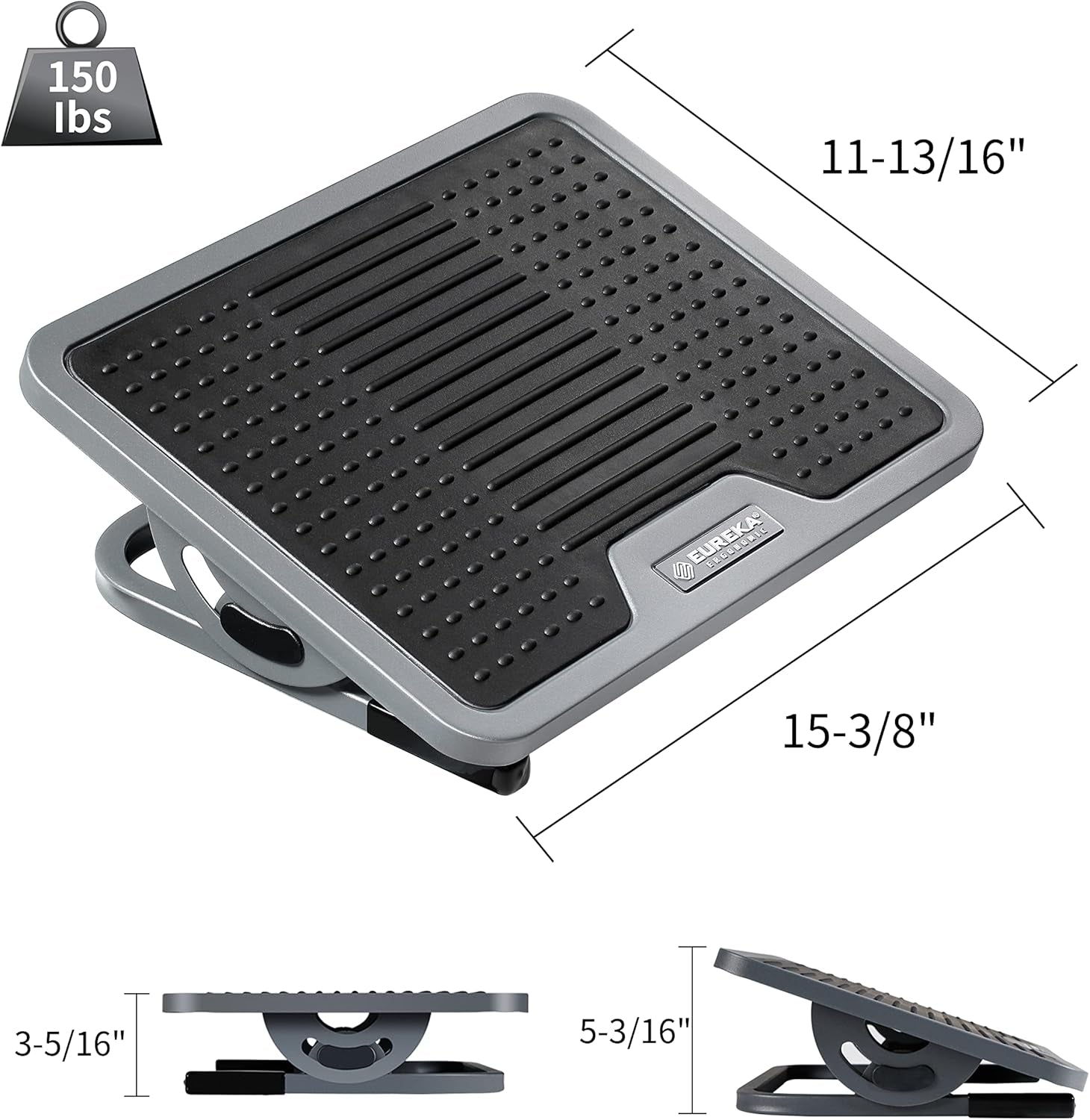 EUREKA ERGONOMIC Tilt Adjustable Footrest, Foot Rest for under Desk at Work with Massage Surface, Office Foot Rest under Desk with 20 Degree Tilt No Locking, Metal Frame | 20° Tilt Adjustable Foot Rest with Massage Surface and Sturdy Metal Frame, Designed for Ergonomic under Desk Support