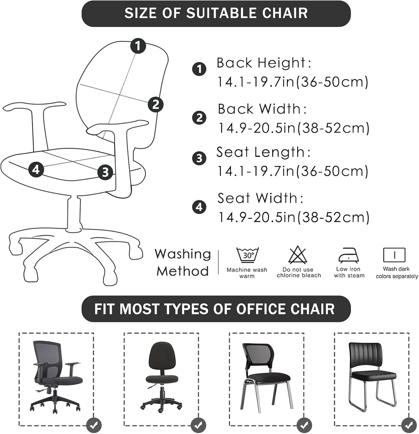 FORCHEER Floral Split Office Chair Covers Two Pieces Stretch Separated Desk Chair Slipcover Washable -Spring Floral