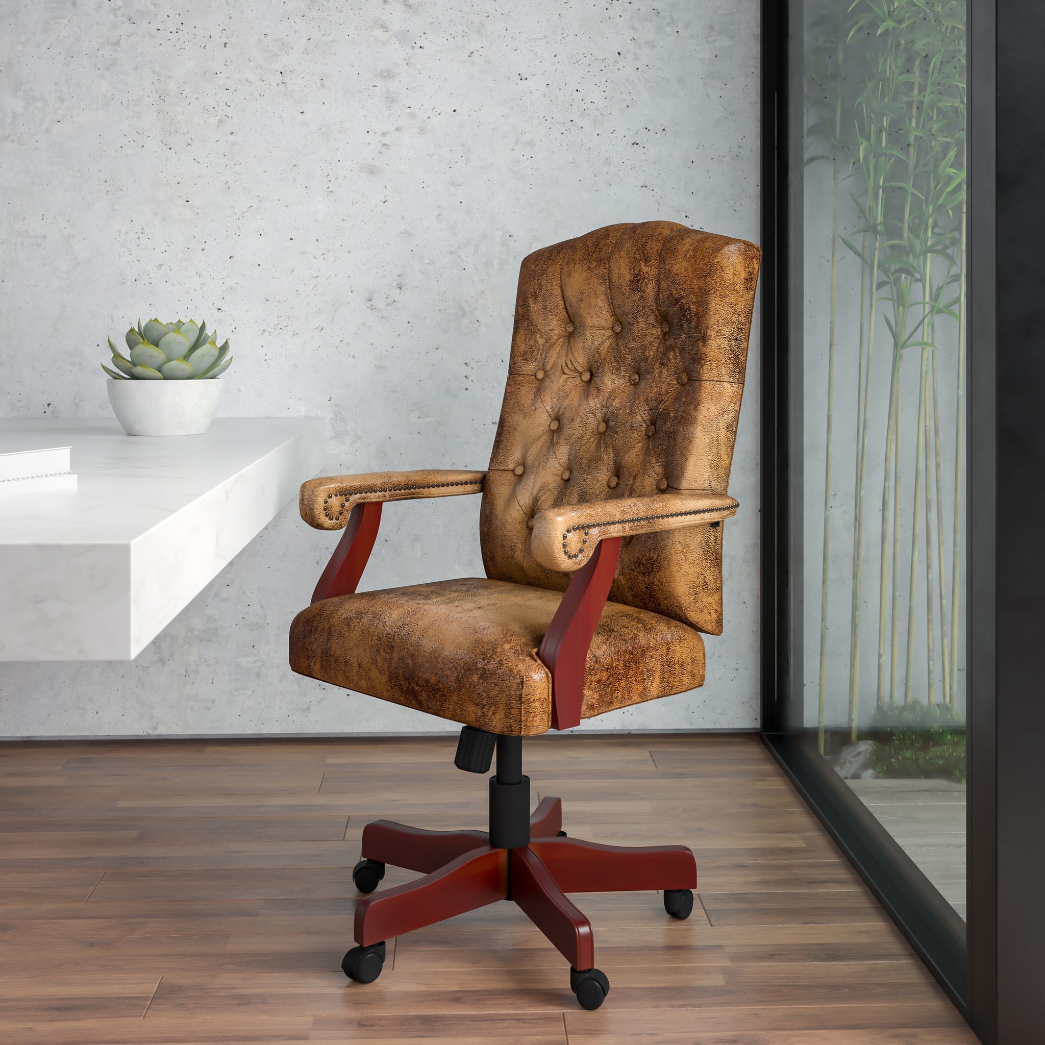 Derrick Bomber Brown Classic Executive Swivel Office Chair with Arms - image 2