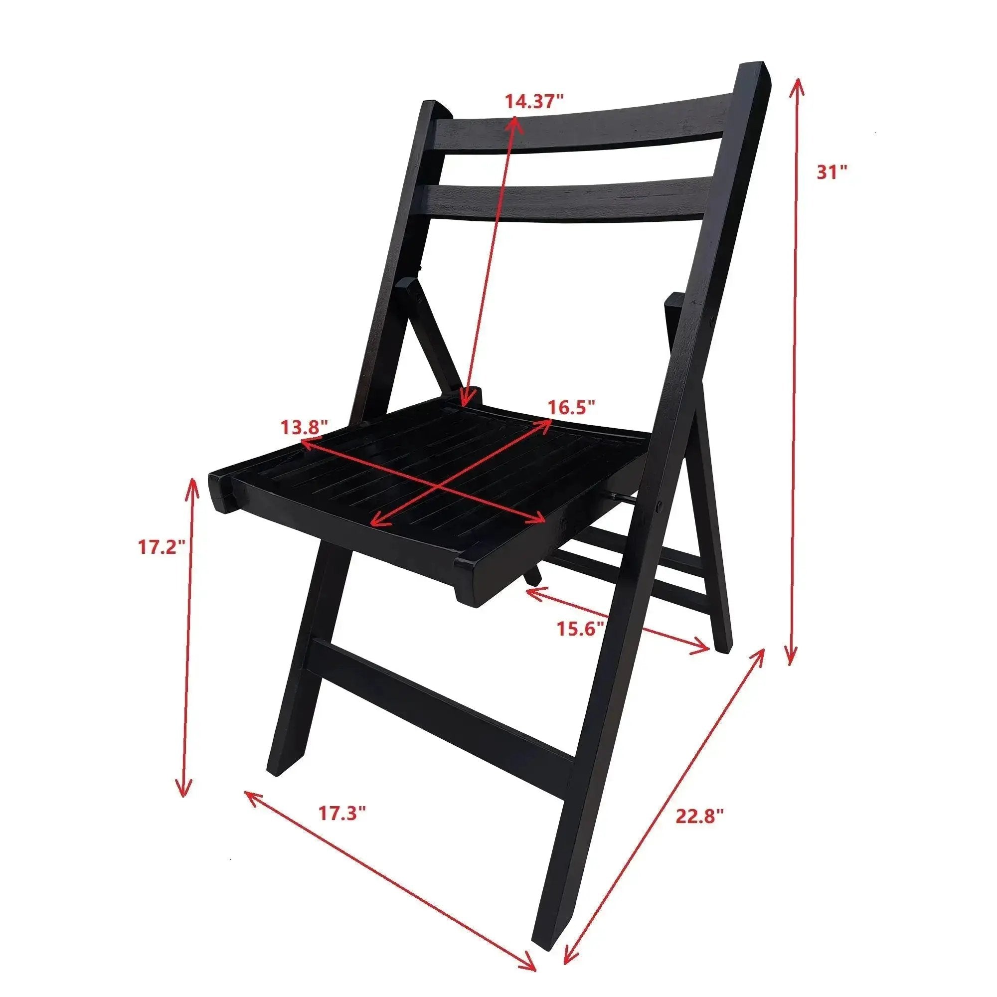 Black Solid Wood Folding Chairs - Set of 4, Compact & Durable - Platinum-Level Office Chairs