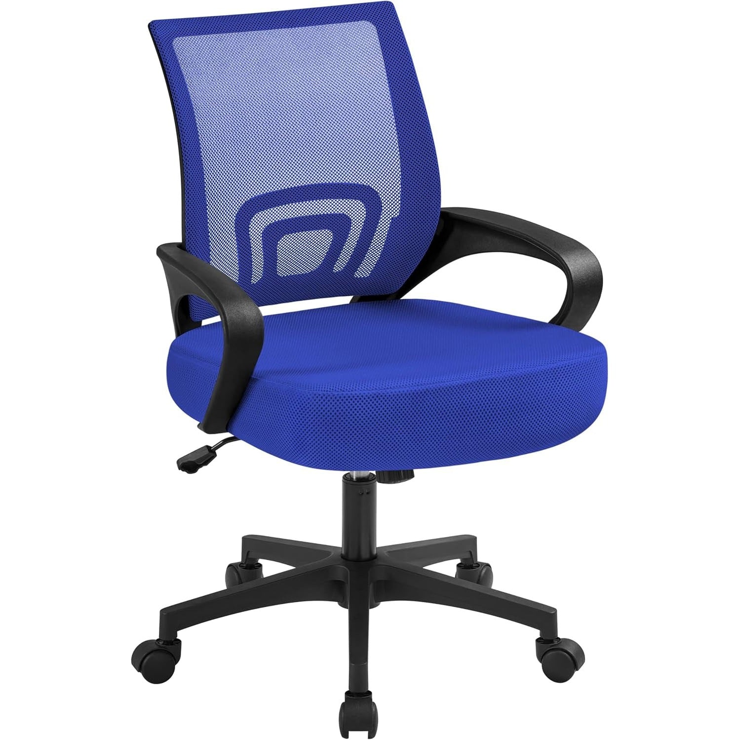 Yaheetech Mid Back Mesh Computer Office Desk Chair Adjustable Swivel, Blue | Breathable Mesh Back and Foam Padded Seat for Comfortable Work at Home or Office; Steel Frame Holds 300 Lb, Easy Assembly.