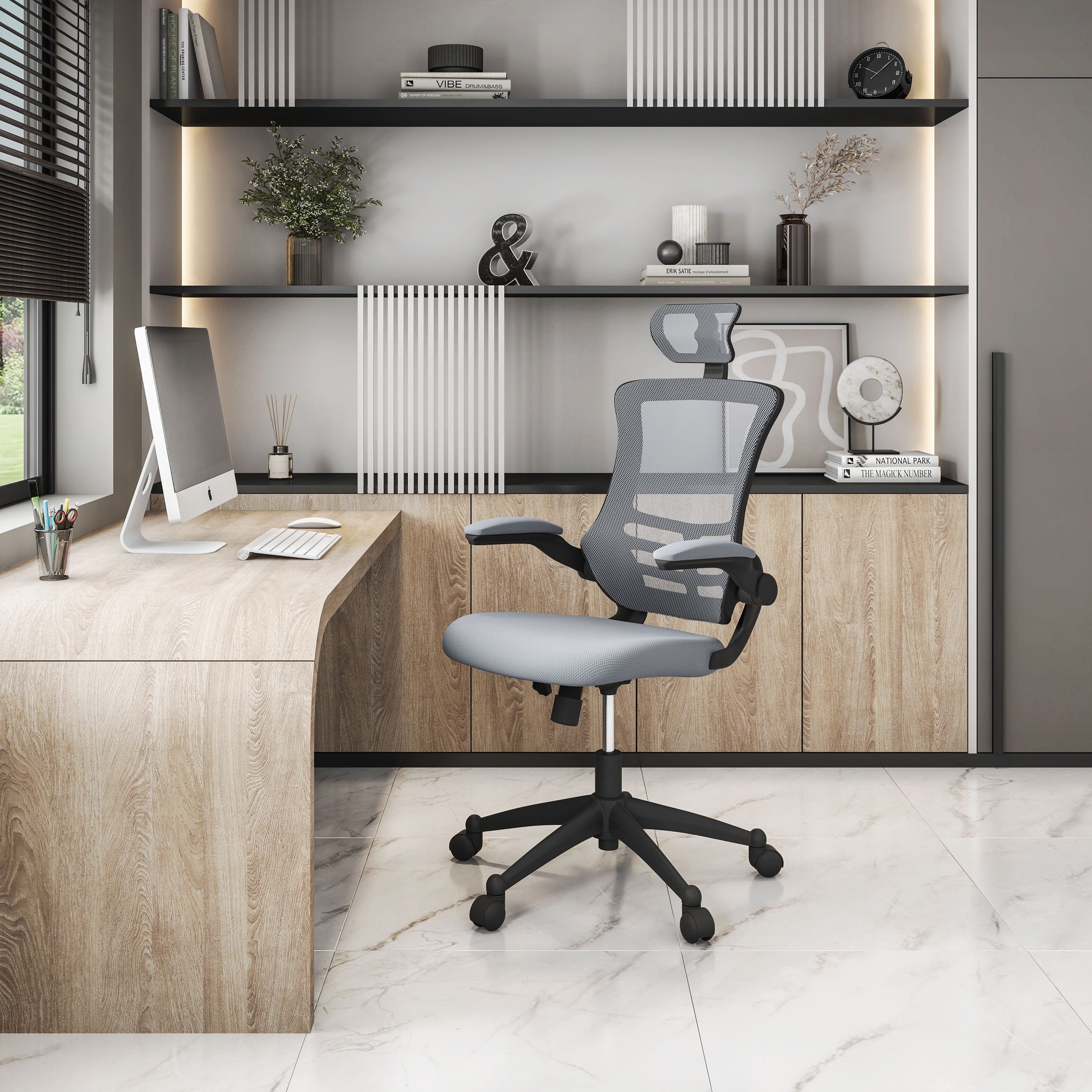 Techni Mobili High Back Mesh Executive Office Chair, Silver Grey - Platinum-Level Office Chairs