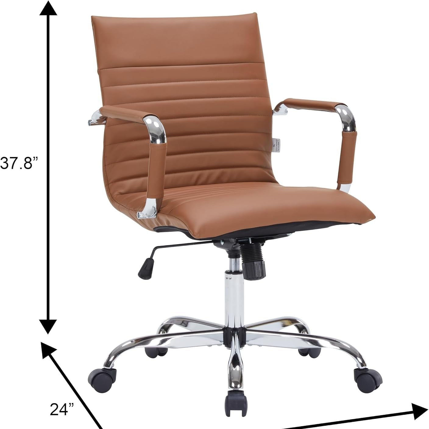 Leisuremod Ergonomic Executive Office Chair with Lumbar Support – Adjustable Leather Swivel Desk Chair, High Back Computer Chair Home & Office with Rolling Wheels & Chrome Base