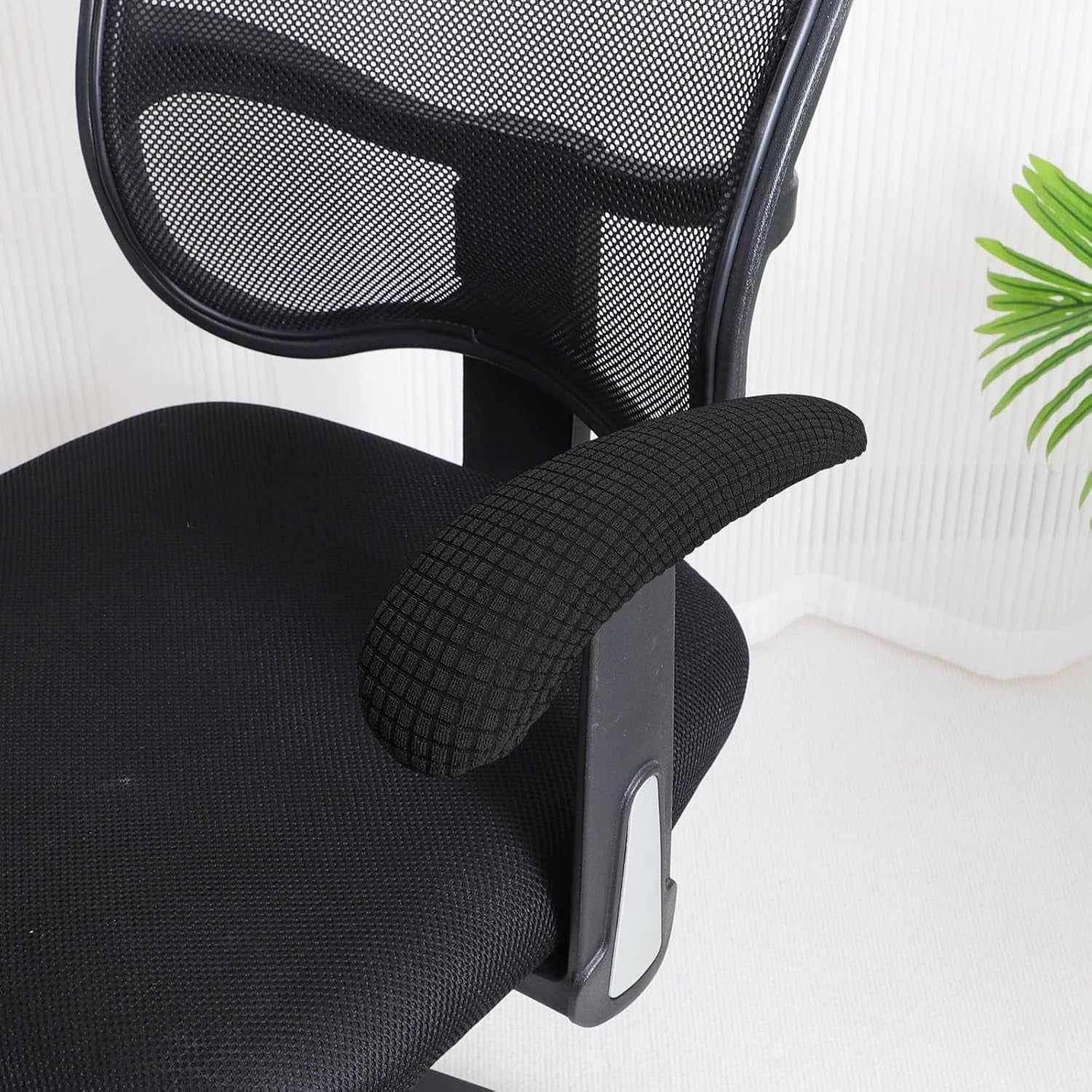 FORCHEER Office Chair Armrest Covers Water Resistant 2PCS Stretch Jacquard Desk Chair Arm Covers for Computer Gaming Chairs Fits 8-13Inch Washable Removable-Black