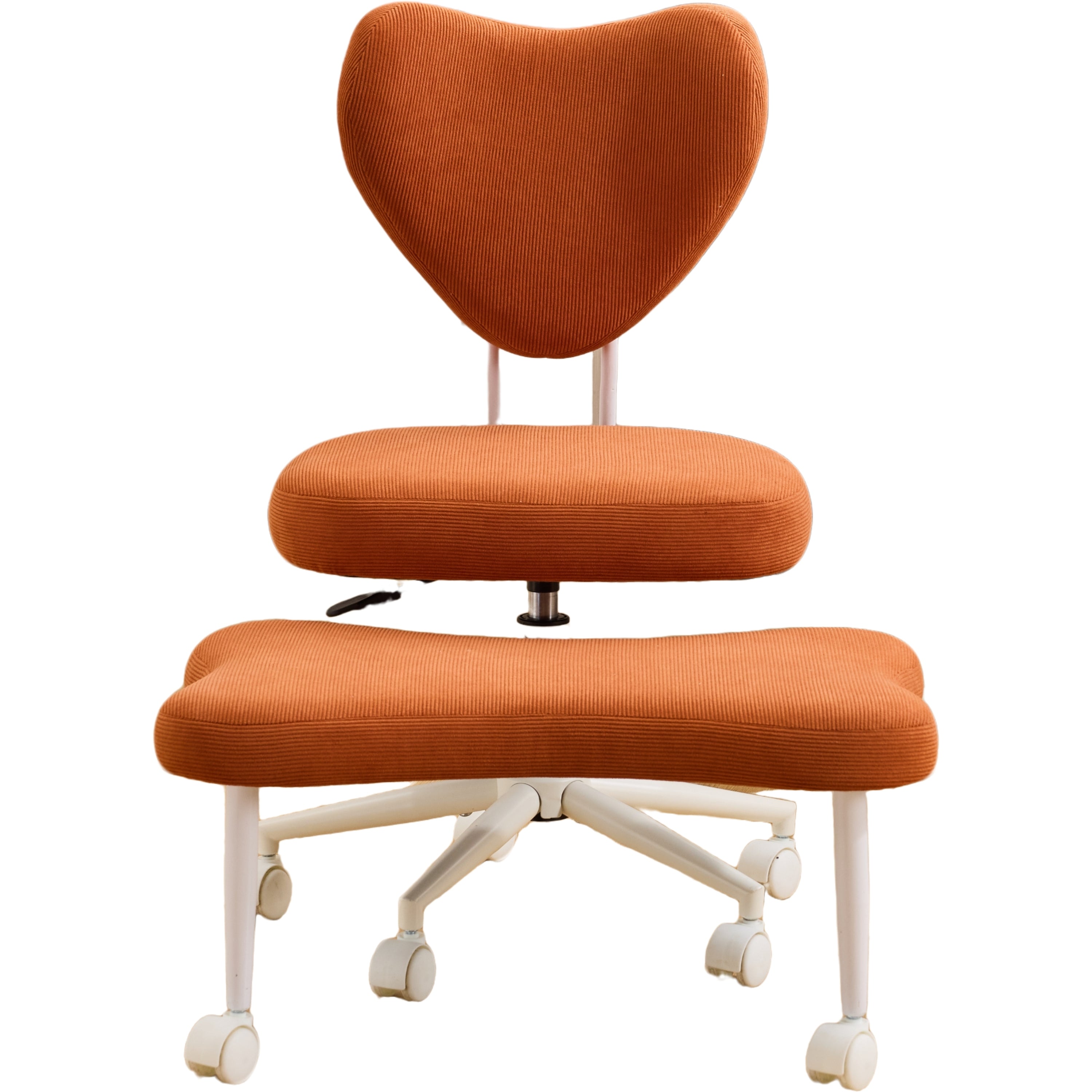 Burnt Orange Corduroy Kneeling Meditation Chair, Lumbar Support - Platinum-Level Office Chairs