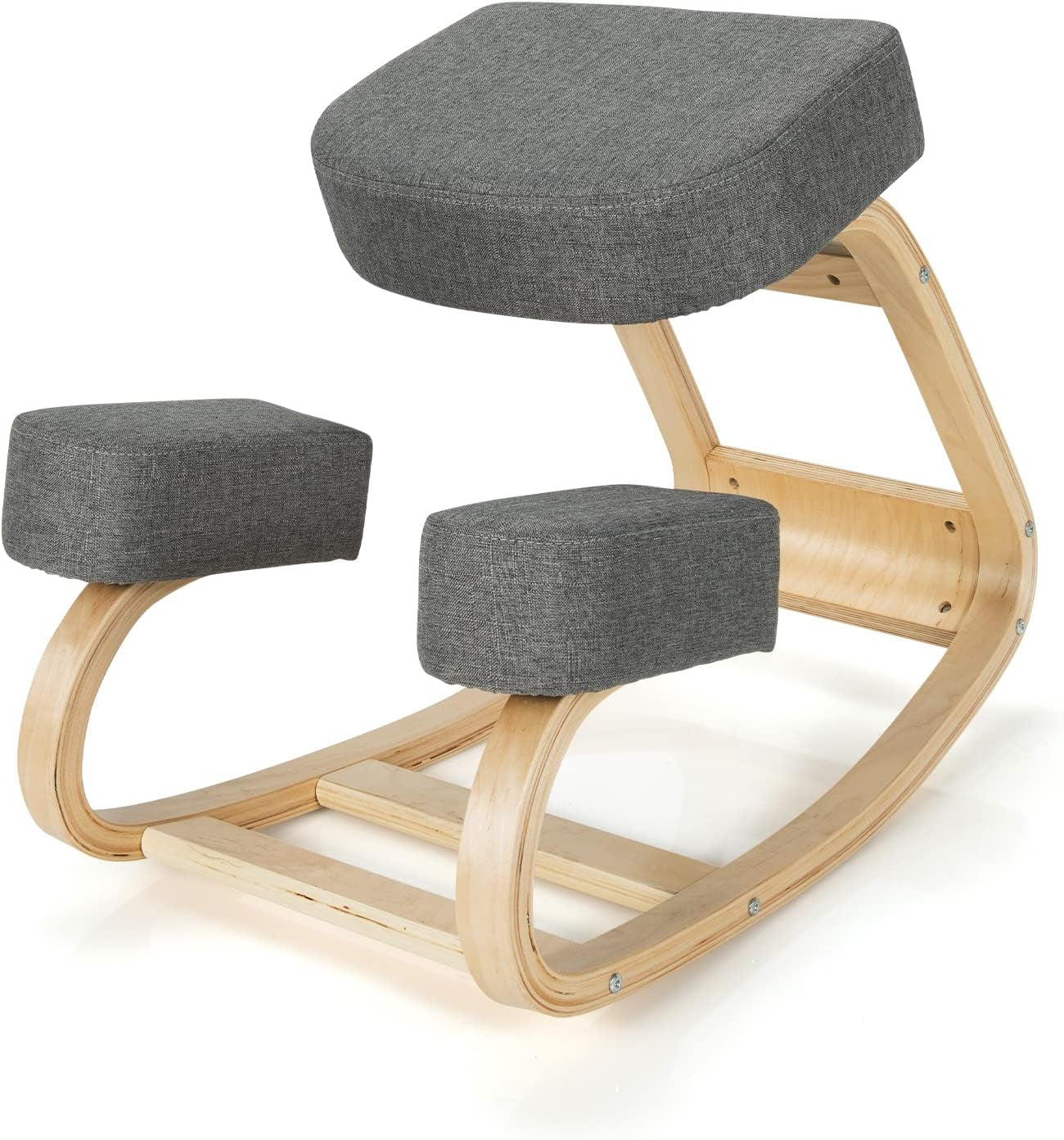 Giantex Kneeling Chair, Wood Posture Chair, Max Load 330 Lbs, Rocking Knee Chair with Soft Cushion, Natural Relief for Back, Shoulder or Neck Pain, Ergonomic Kneeling Chair for Office Home