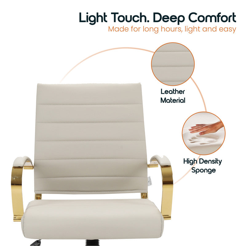 Set of 2 tan leather office chairs – view 3