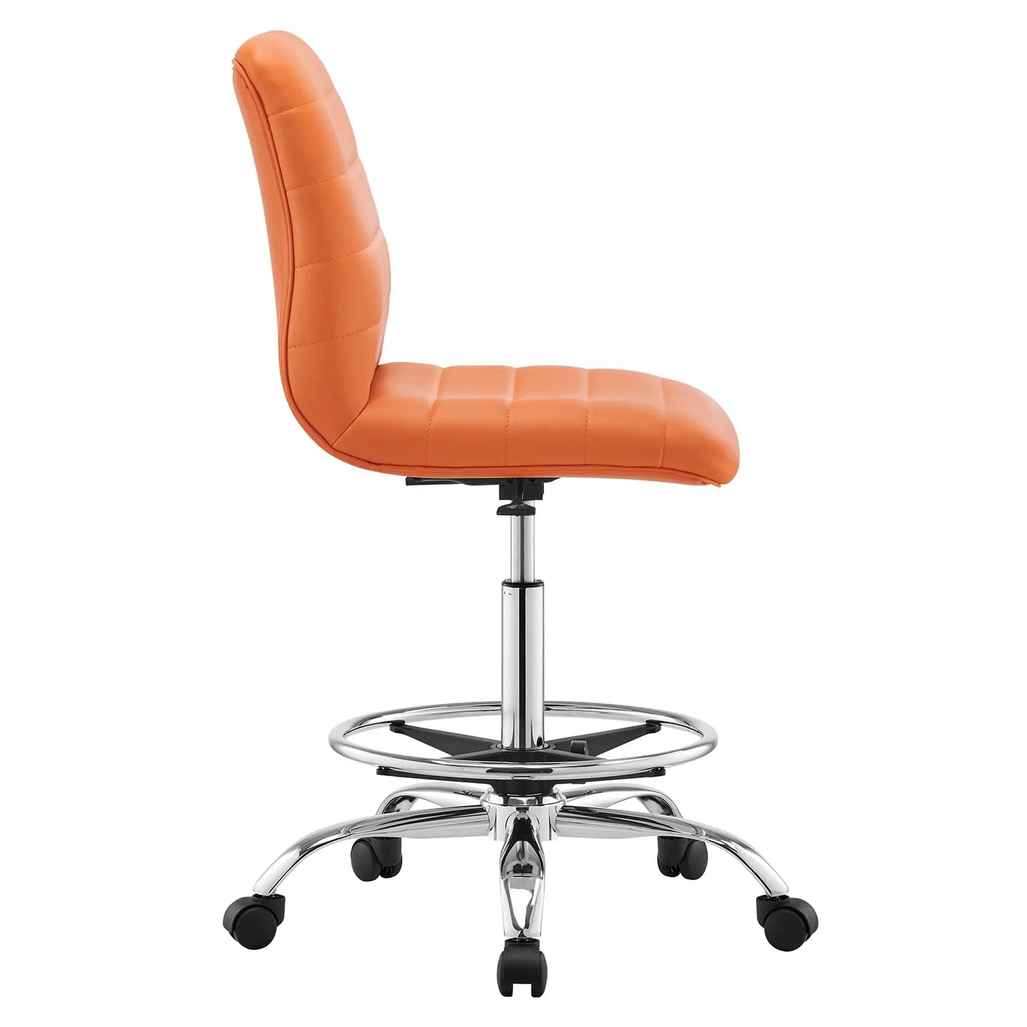 Drafting Chair Vegan Leather Armless Adjustable Stool