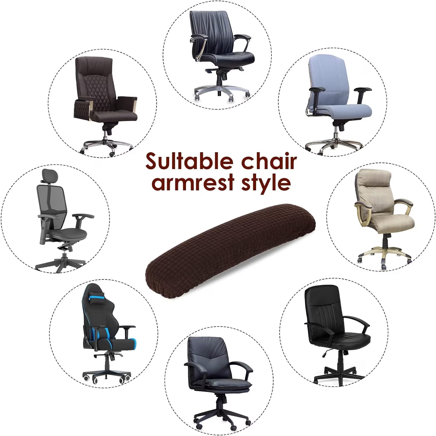 Chair Arm Covers,Happon Chair Armrest Covers,Removable Stretch Desk Chair Arm Cover Washable Computer Chair Arm Covers Protectors for Office Chairs (2Pcs/Set)
