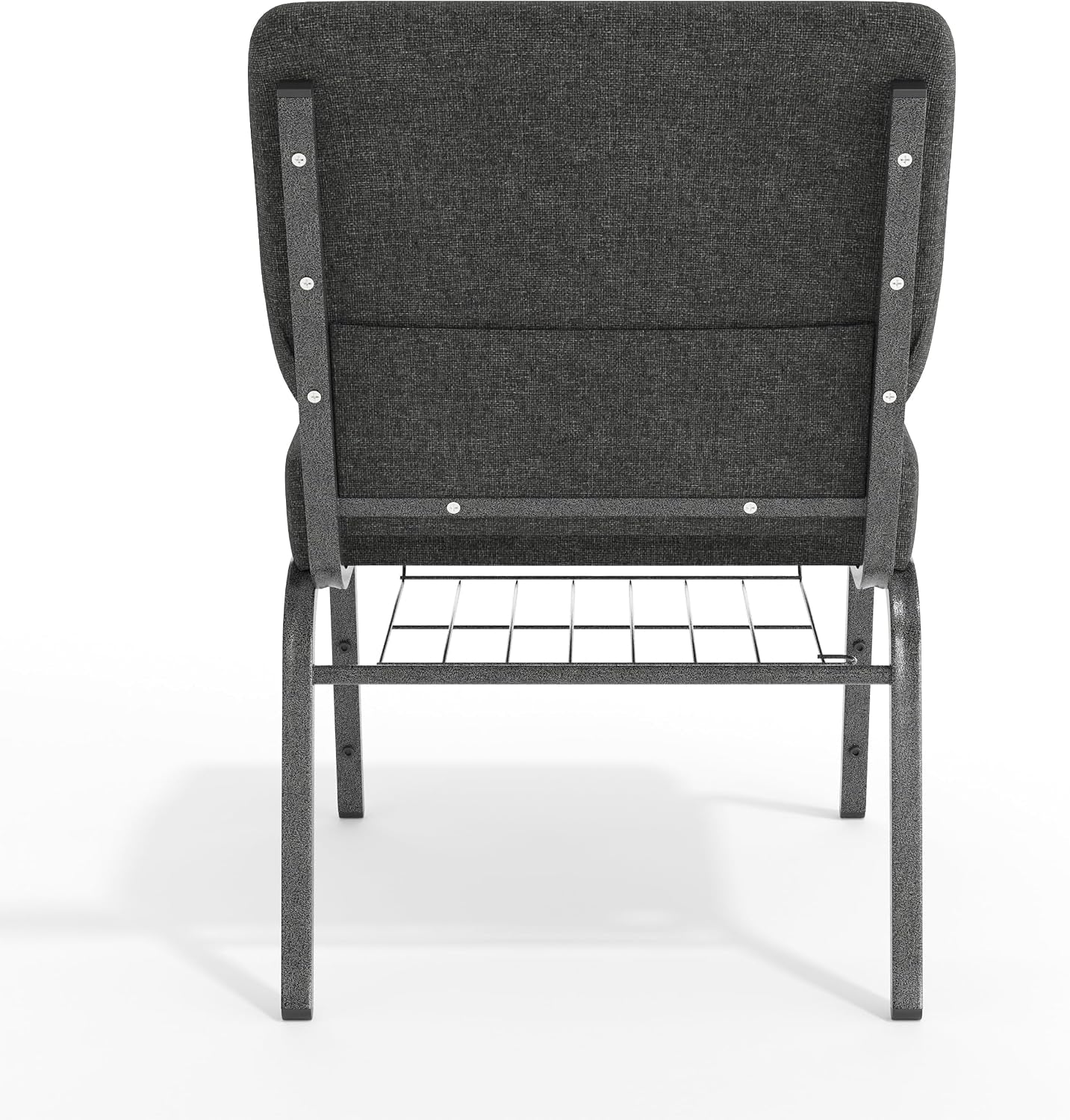 Flash Furniture HERCULES Series 21''W Church Chair in Dark Gray Fabric with Book Rack - Silver Vein Frame