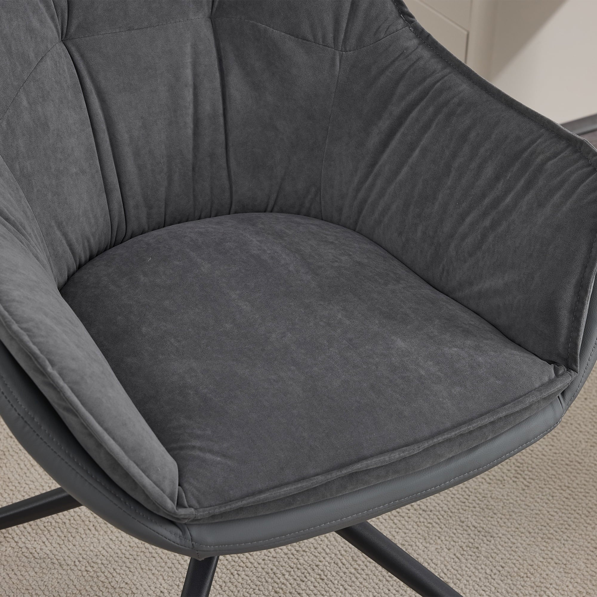 Grey Faux Leather Office Chair, Modern High Back Executive Chair