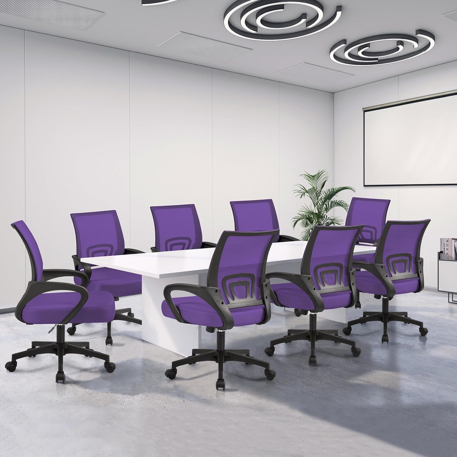 Yaheetech Mid Back Mesh Computer Office Desk Chair Adjustable Swivel, Purple