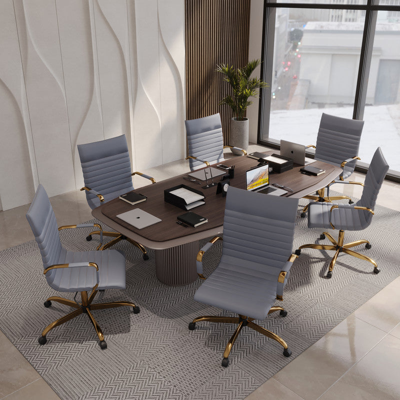 17 PCS Harris Modern High-Back Leather Upholstered Office Chair with Tilt & Swivel for Home Office - Grey
