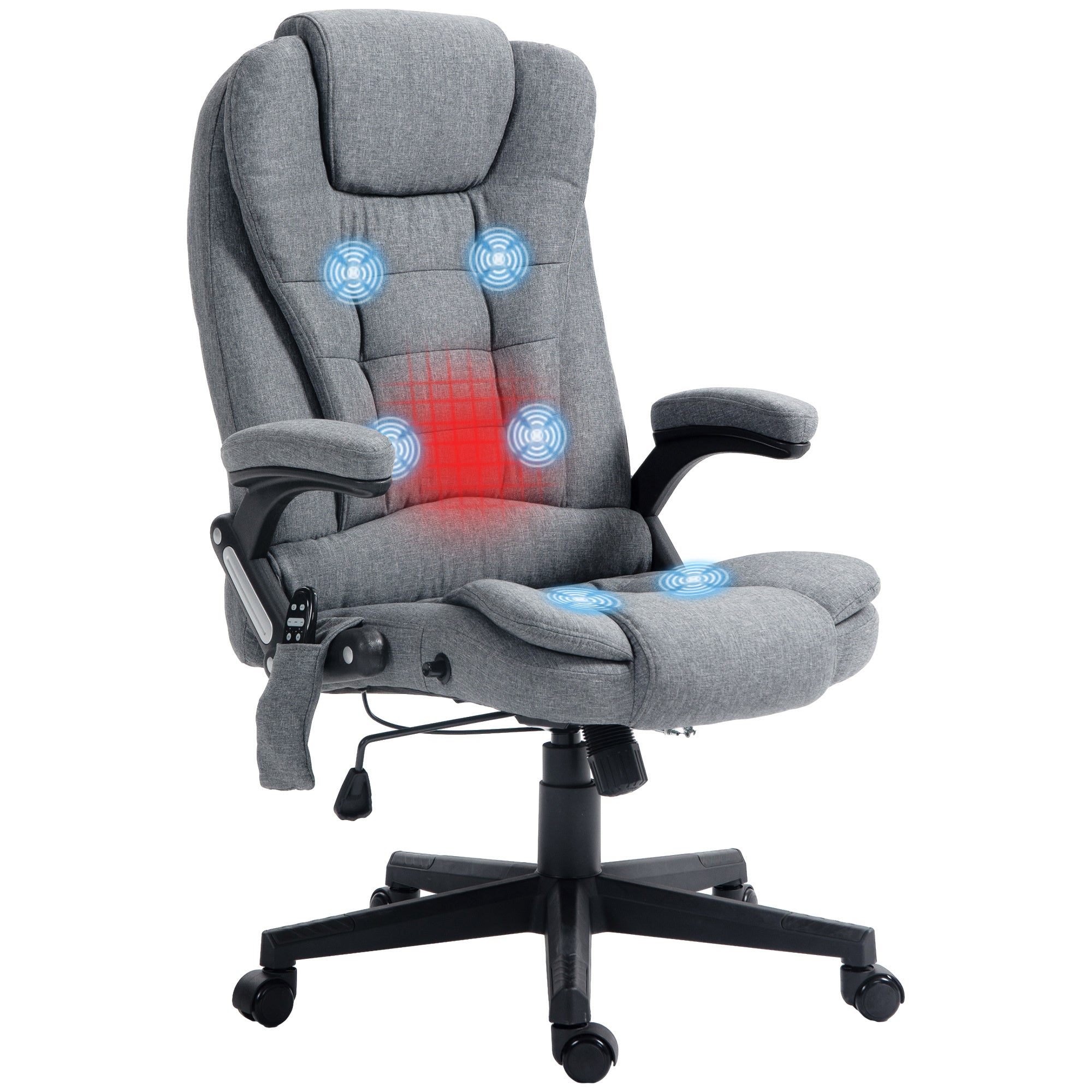 Gray Velvet Massage Office Chair with Lumbar Heat