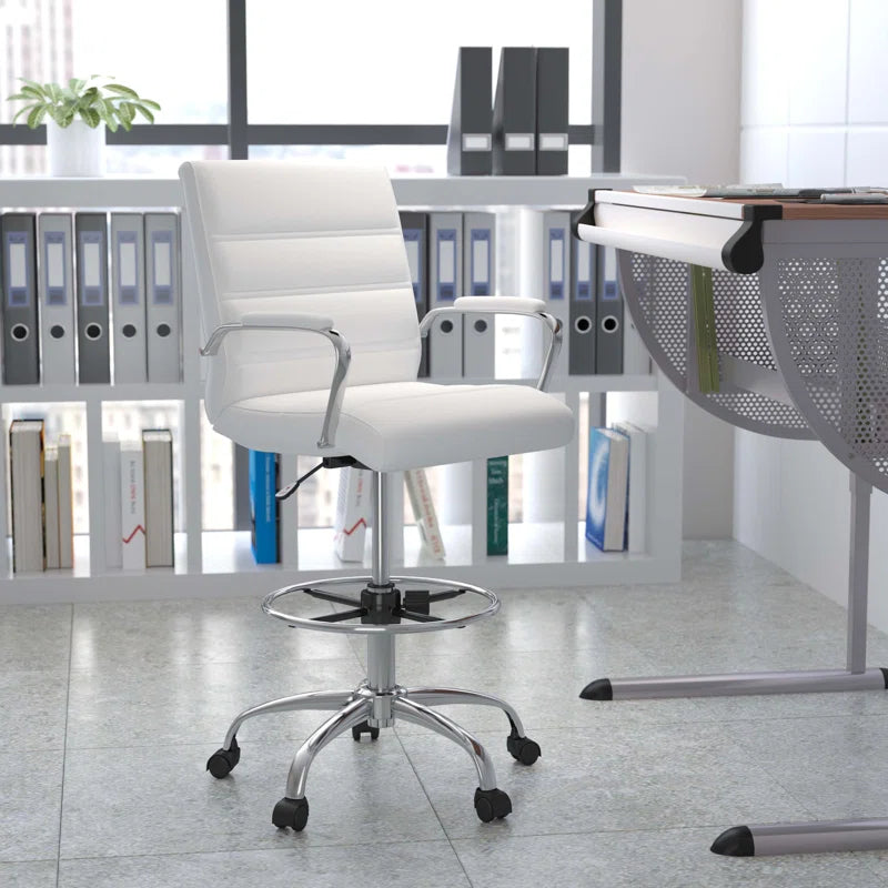 Adjuto Ergonomic Upholstered Mid-Back Swivel Office Chair with Foot Ring