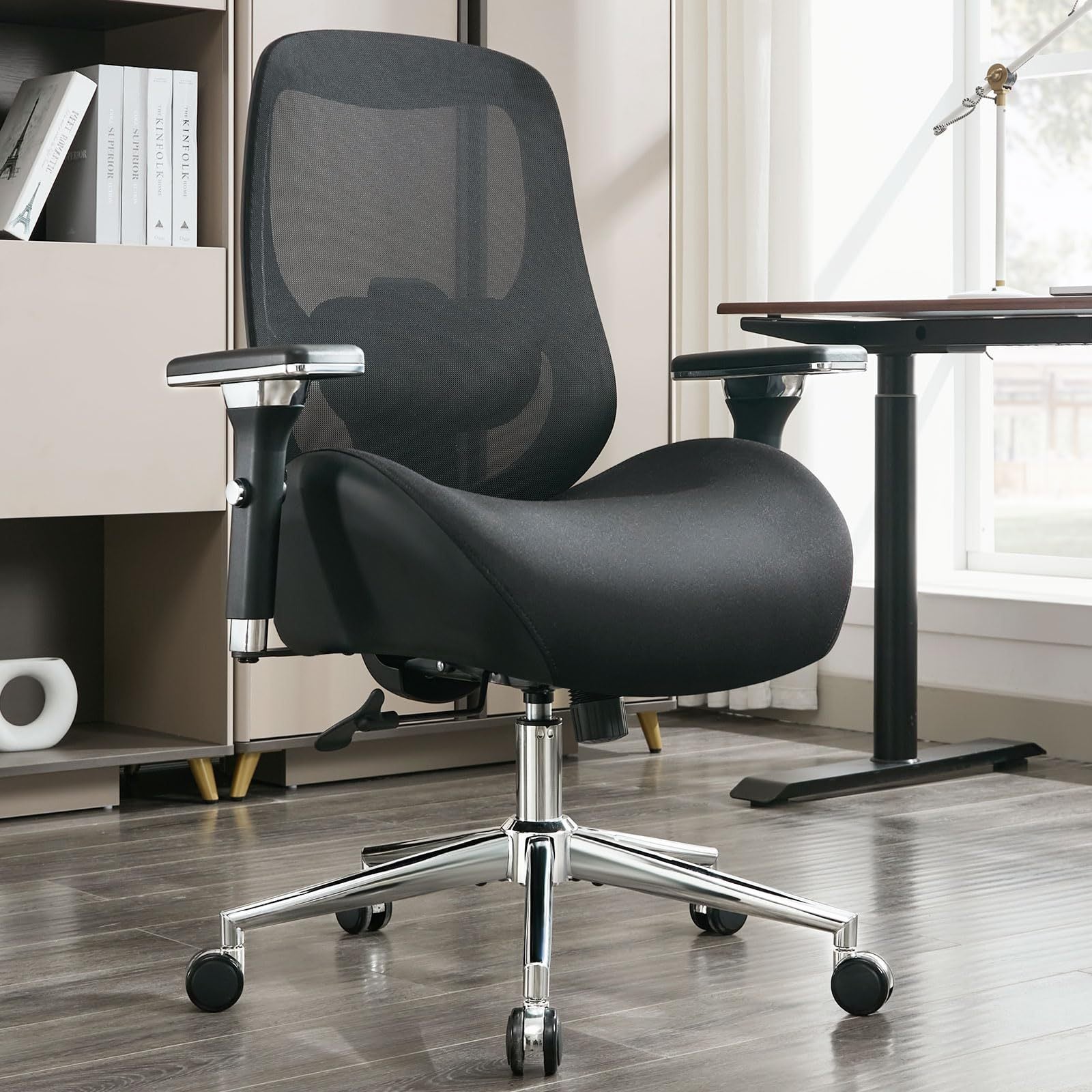 Big And Tall Office Chair With Wide Cushioned Seat And 4D Armrests