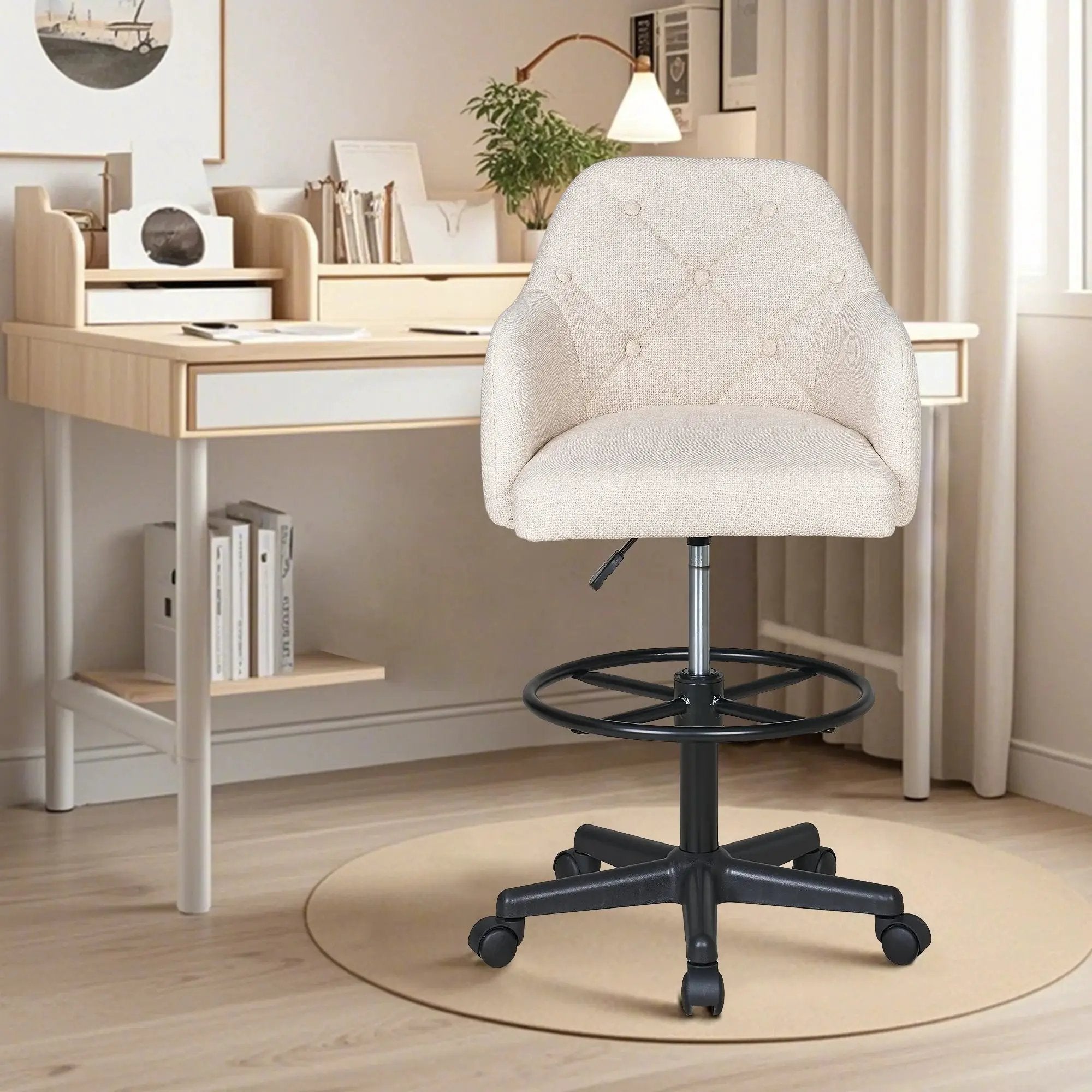 Drafting Chair Swivel Wingback Adjustable Height Office Comfort