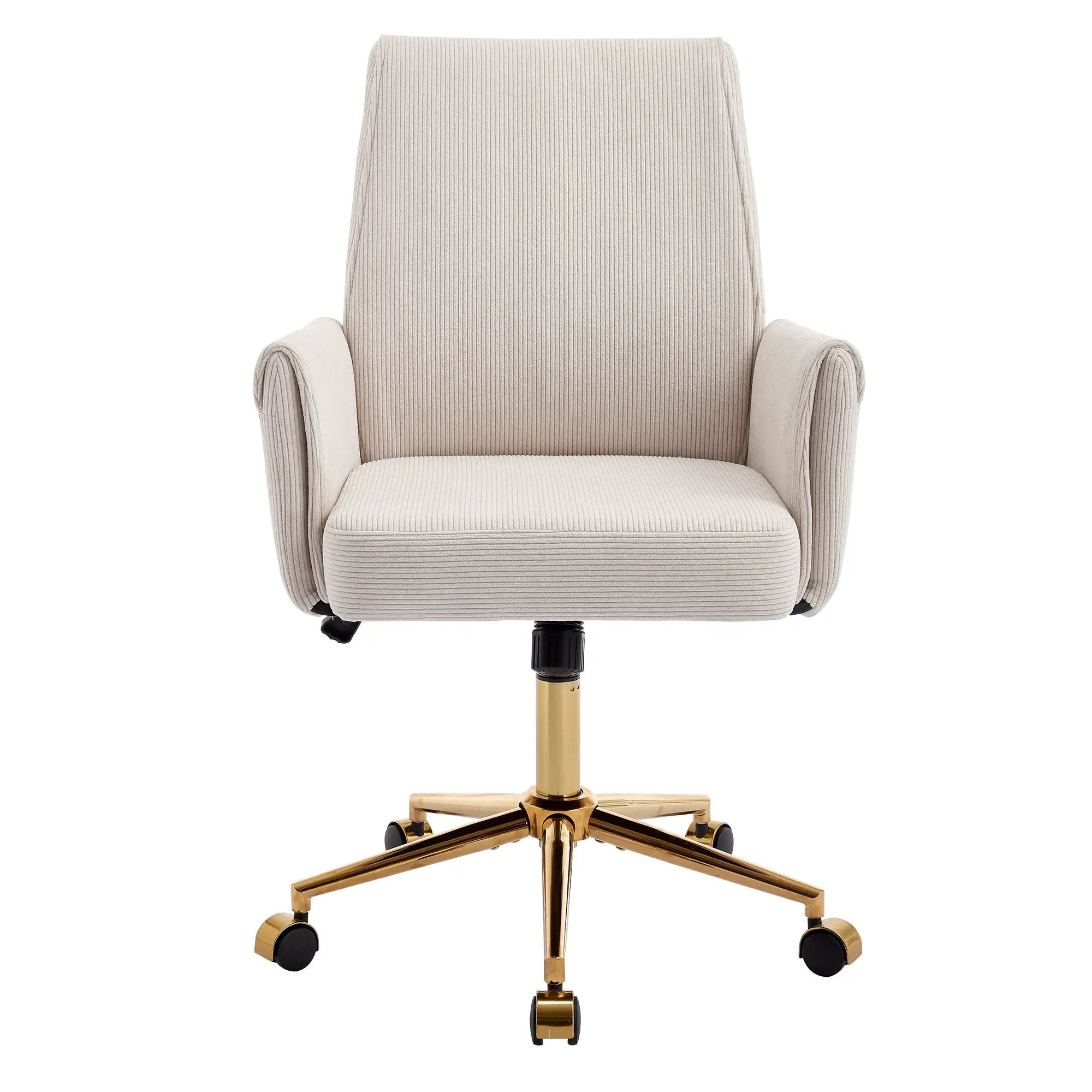 Elegant Corduroy Office Chair with Golden Base for Comfort and Style