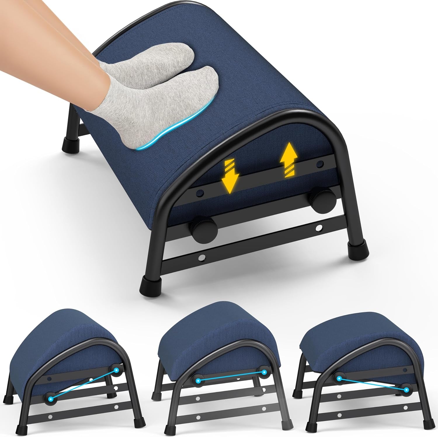 YEASHEIN Adjustable Foot Rest for under Desk at Work, Ergonomic Foot Stools | 7 Positions, Elevated Cushion under Desk Footrest with Metal Frame, Leg Rest Used for Home, Car, PC Gaming Accessories
