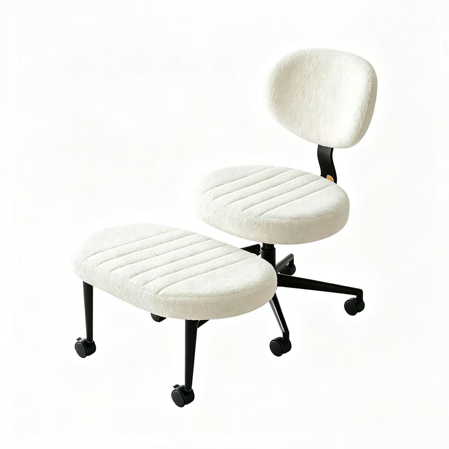 Ergonomic Cross Legged Office Chair, Velvet Kneeling Chair, Cream