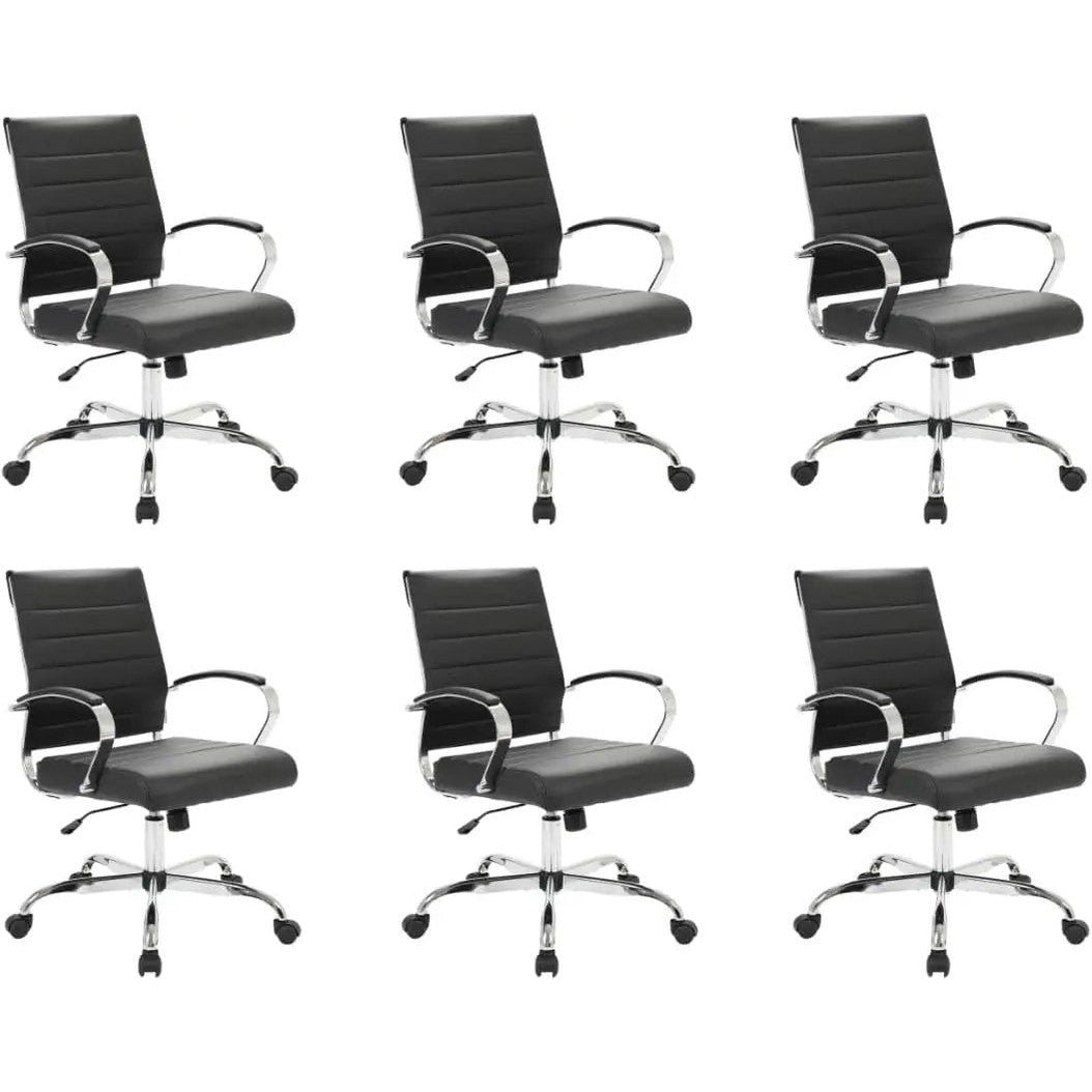 Leisuremod Benmar Leather Office Desk Chair, Mid-Back Ergonomic Swivel Chair with Lumbar Support, Adjustable Height, Tilt Lock, Cushioned Seat & Back, Home Office Task Chair (Tan, Single)