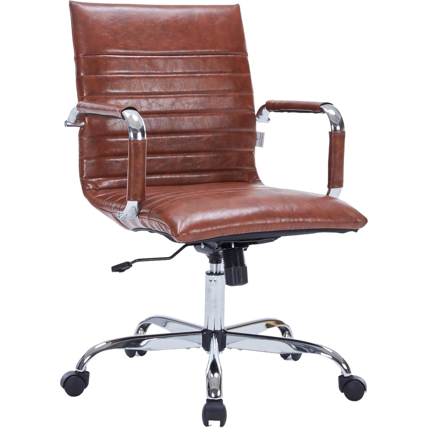 Leisuremod Ergonomic Executive Office Chair with Lumbar Support – Adjustable Leather Swivel Desk Chair, High Back Computer Chair Home & Office with Rolling Wheels & Chrome Base