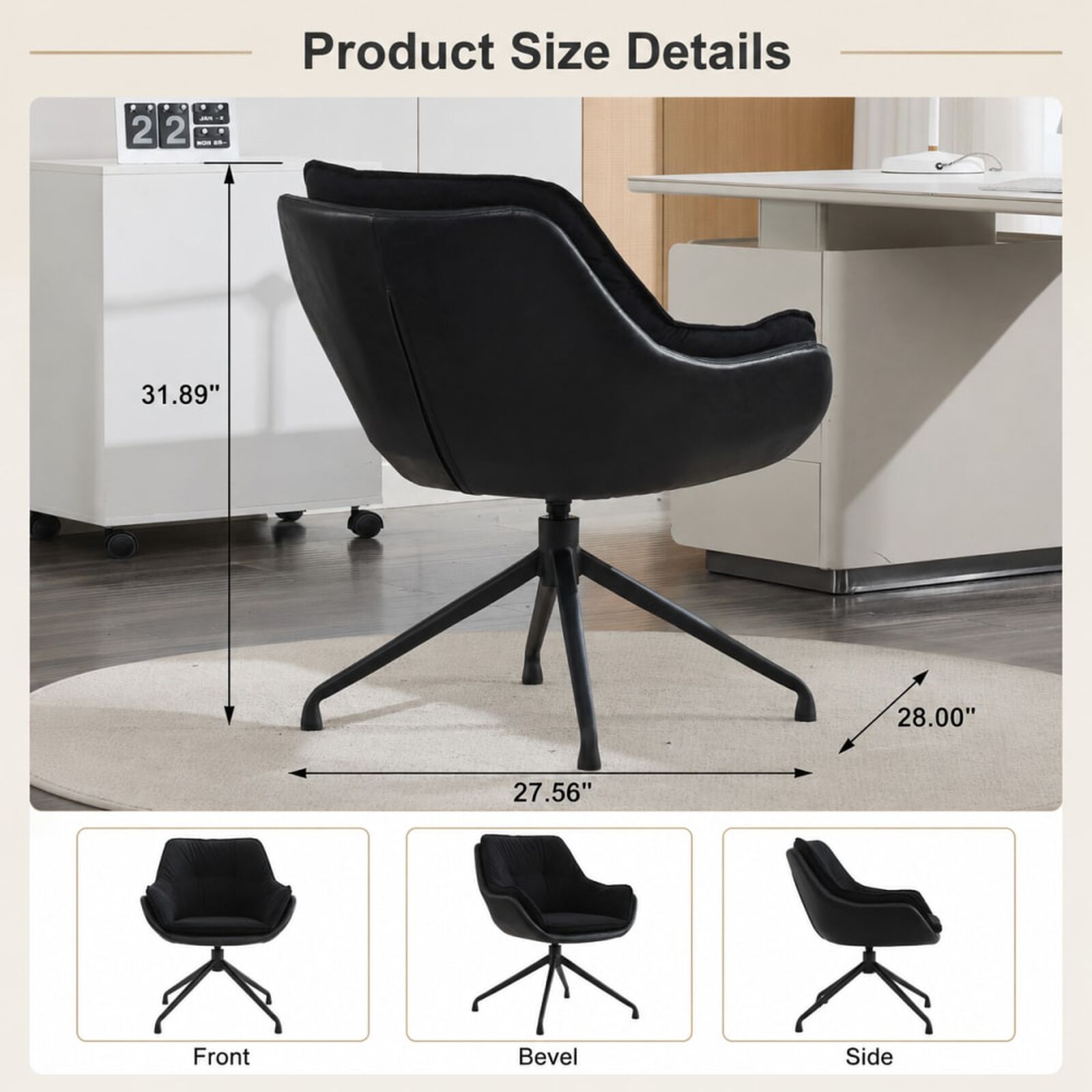 Black Faux Leather Ergonomic High Back Executive Chair