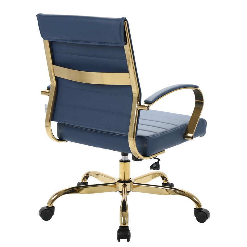 Benmar navy blue leather office chairs – view 9