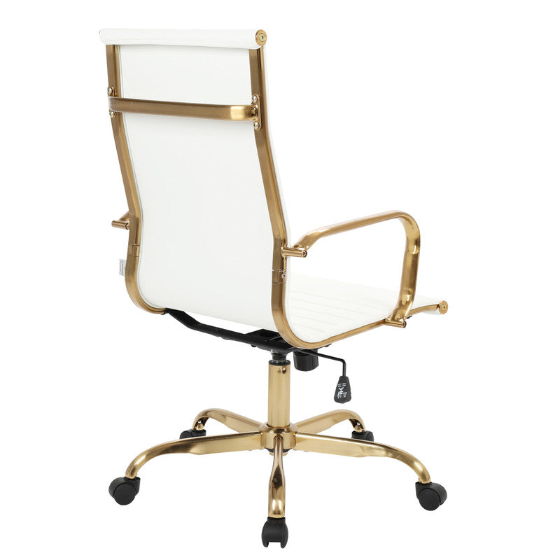 17 PCS Harris Modern High-Back Leather Upholstered Office Chair with Tilt & Swivel for Home Office - White