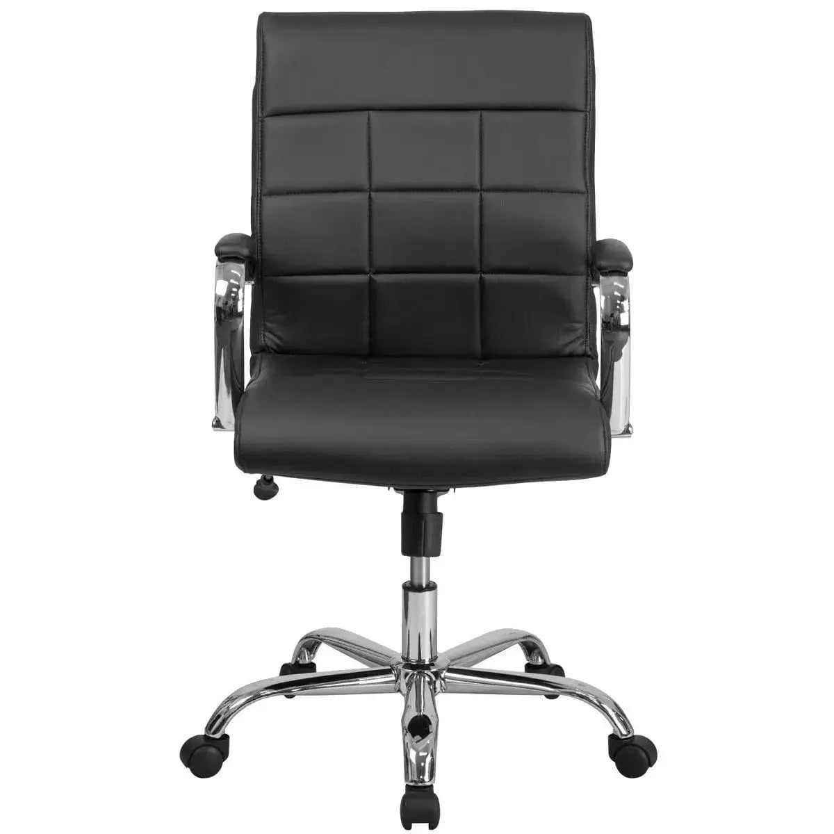 Flash  Mid-Back Vinyl Executive Swivel Office Chair with Chrome Base and Arms Platinum-Level Office Chairs