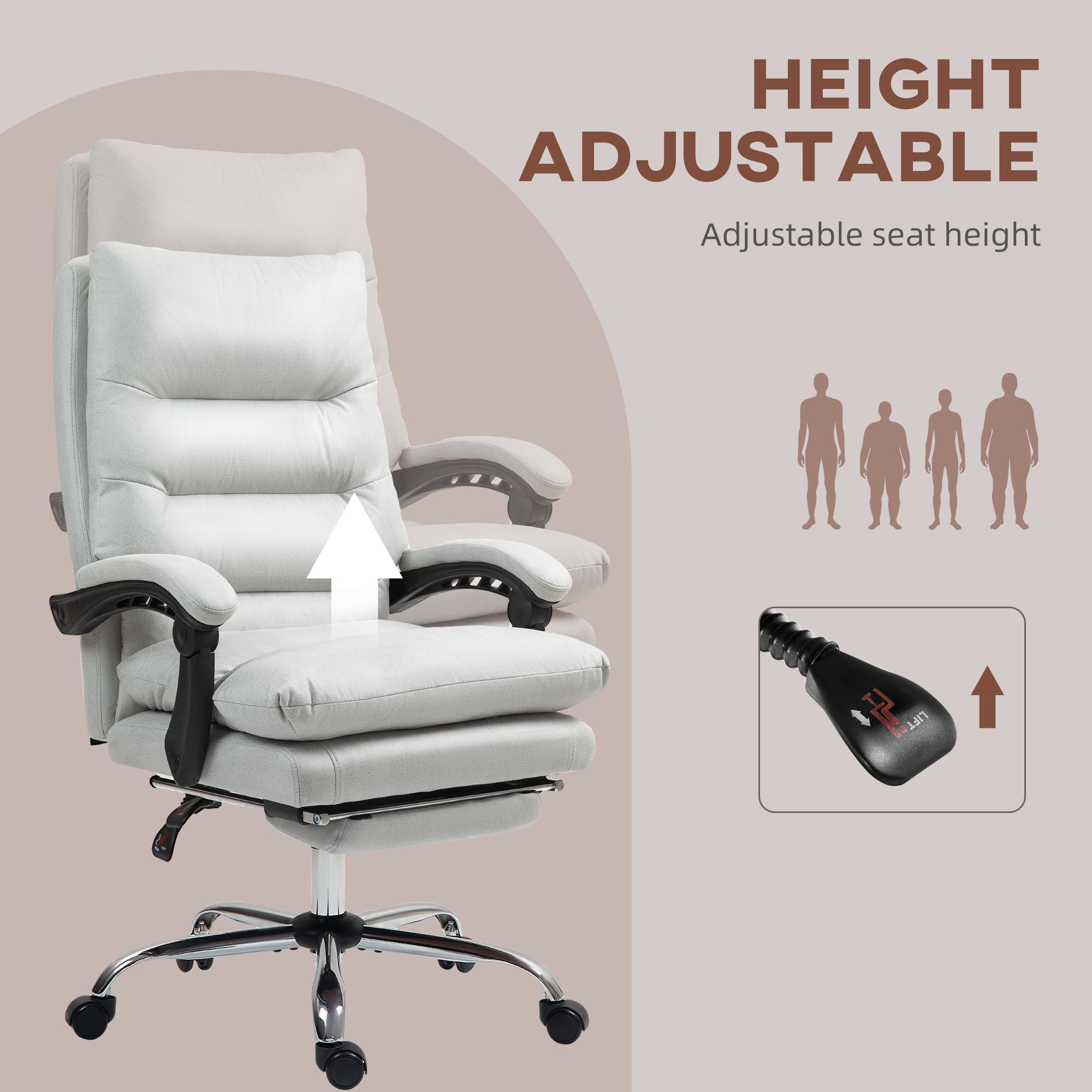 Height adjustable massage office chair with gas lift