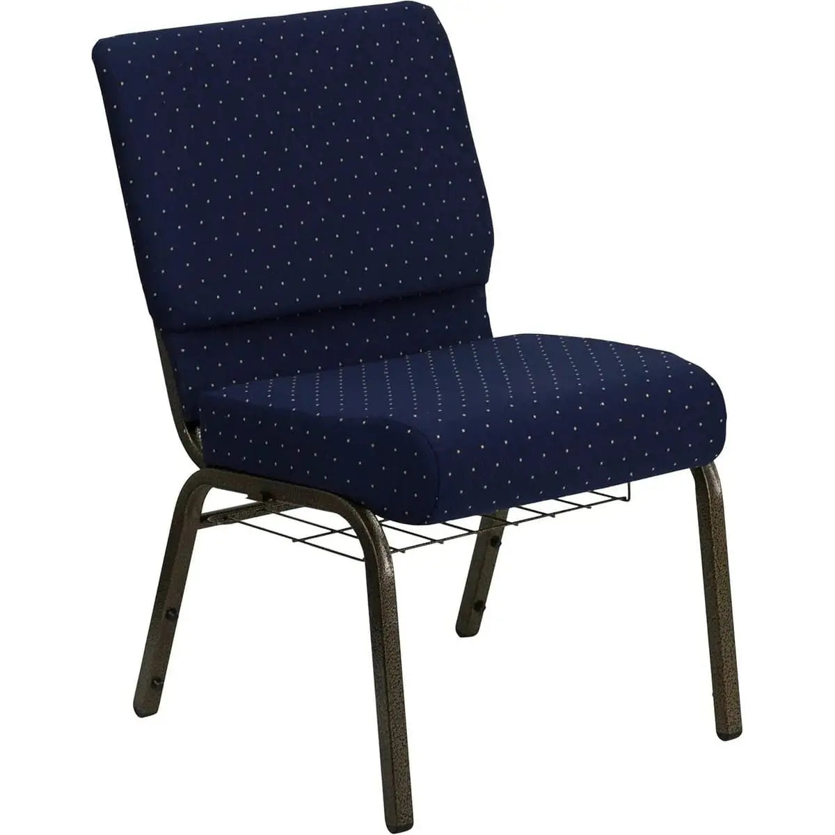 Church Chair Set Navy Dot Pattern With Book Rack For Churches Flexible 5 years limited.