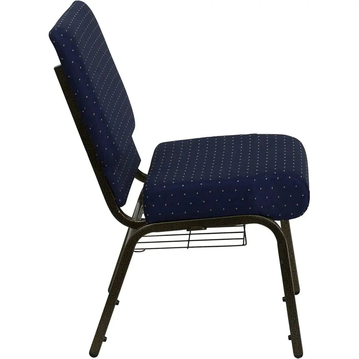 Church Chair Set Navy Dot Pattern With Book Rack For Churches Flexible 5 years limited.
