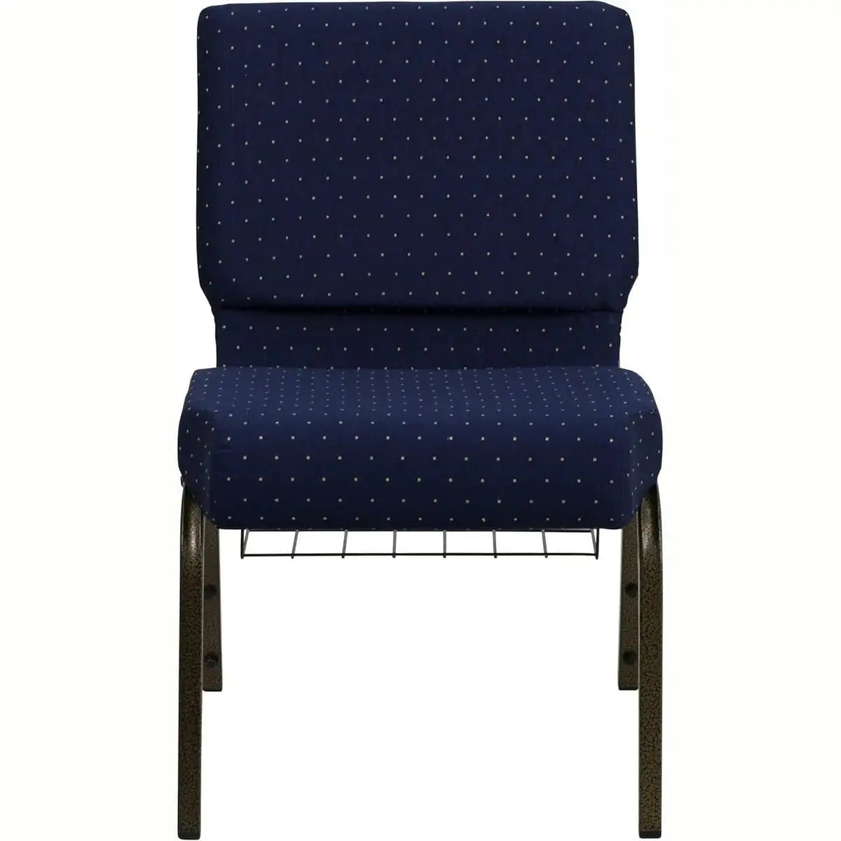 Church Chair Set Navy Dot Pattern With Book Rack For Churches Flexible 5 years limited.