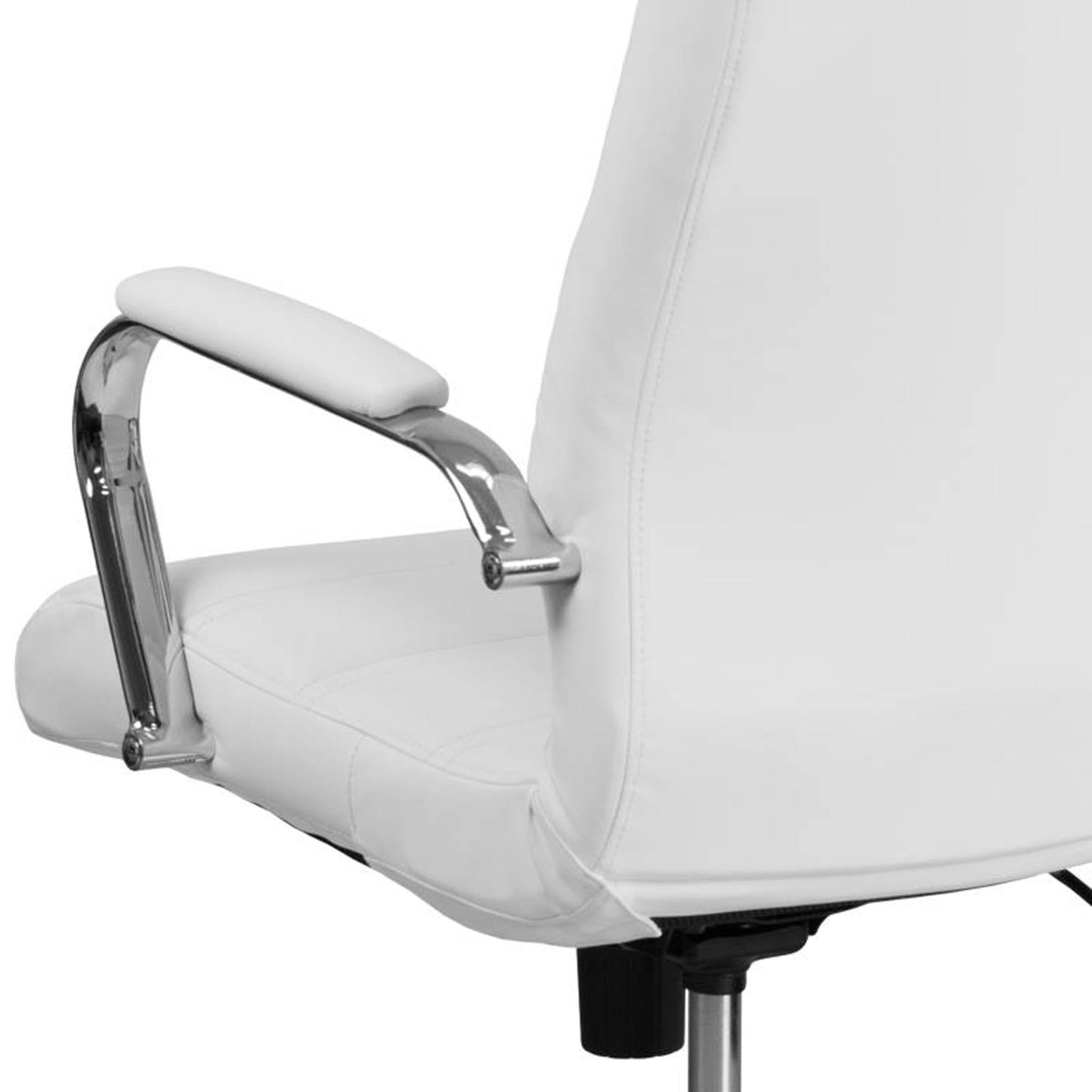 Whitney High Back White LeatherSoft Executive Office Chair with Chrome Frame