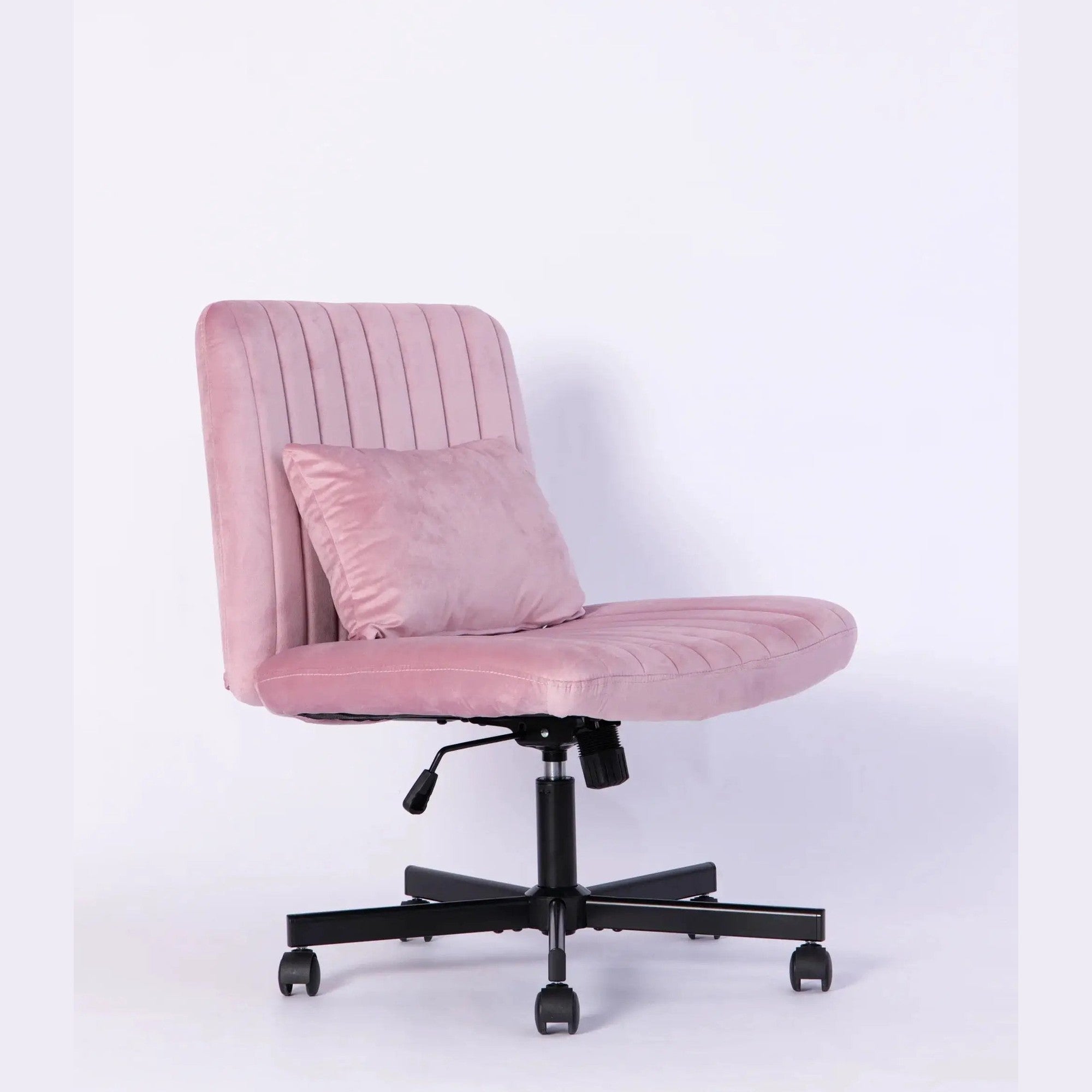 Light Pink Velvet Criss Cross Armless Office Chair With Wheels Makeup by Platinum-Level Office Chairs