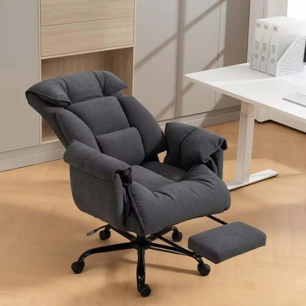 Executive Polyester Reclining Swivel High Back Ergonomic Office Chair in Dark Gray with Adjustable Height