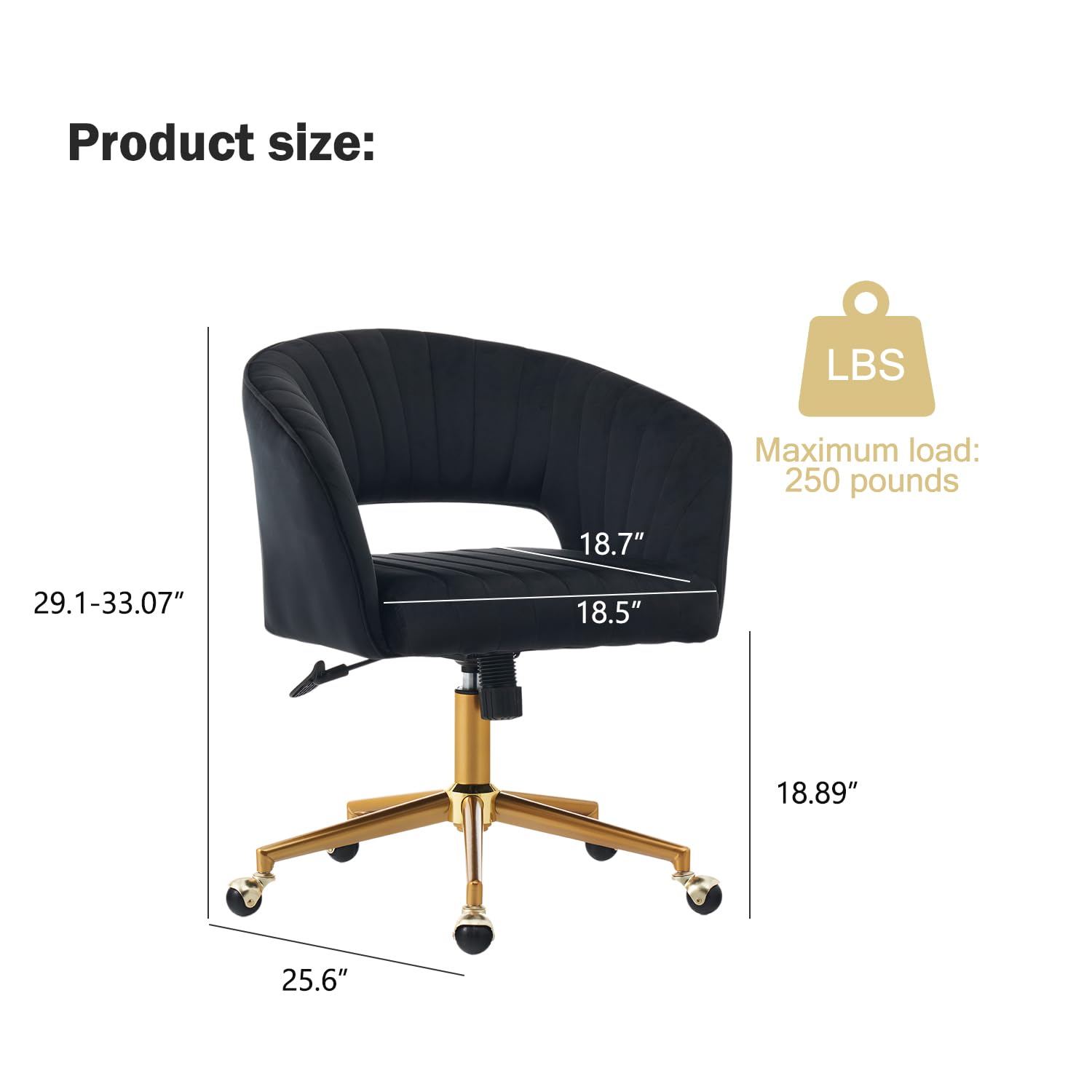 Nrizc Velvet Office Desk Chair, Upholstered Home Office Desk Chairs with Adjustable Swivel Wheels, Ergonomic Office Chair for Living Room, Bedroom, Office, Vanity Study (Beige) Platinum-Level Office Chairs