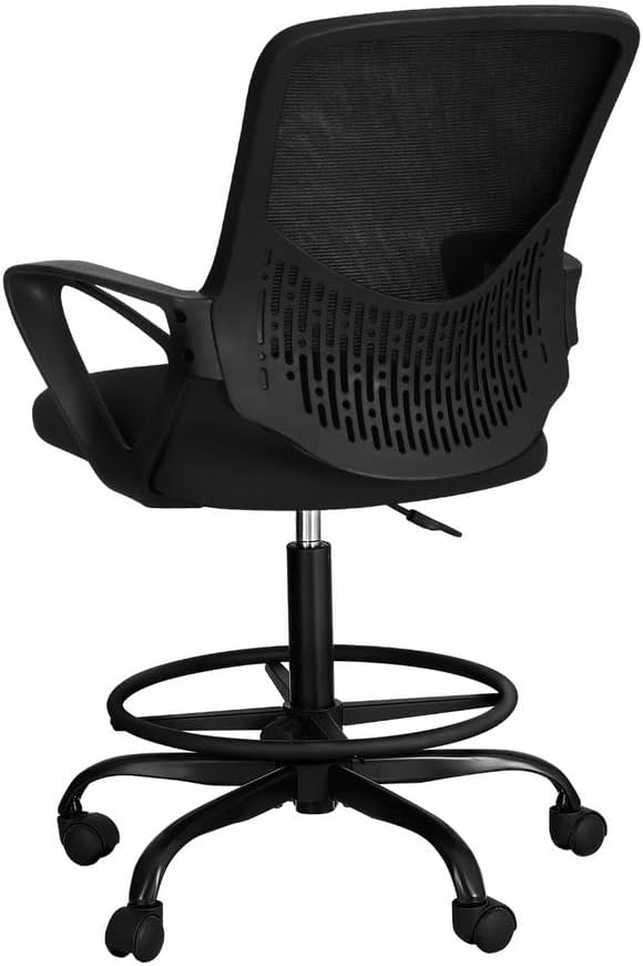 Artiss Black Mesh Drafting Chair with Footrest & Armrests - Platinum-Level Office Chairs