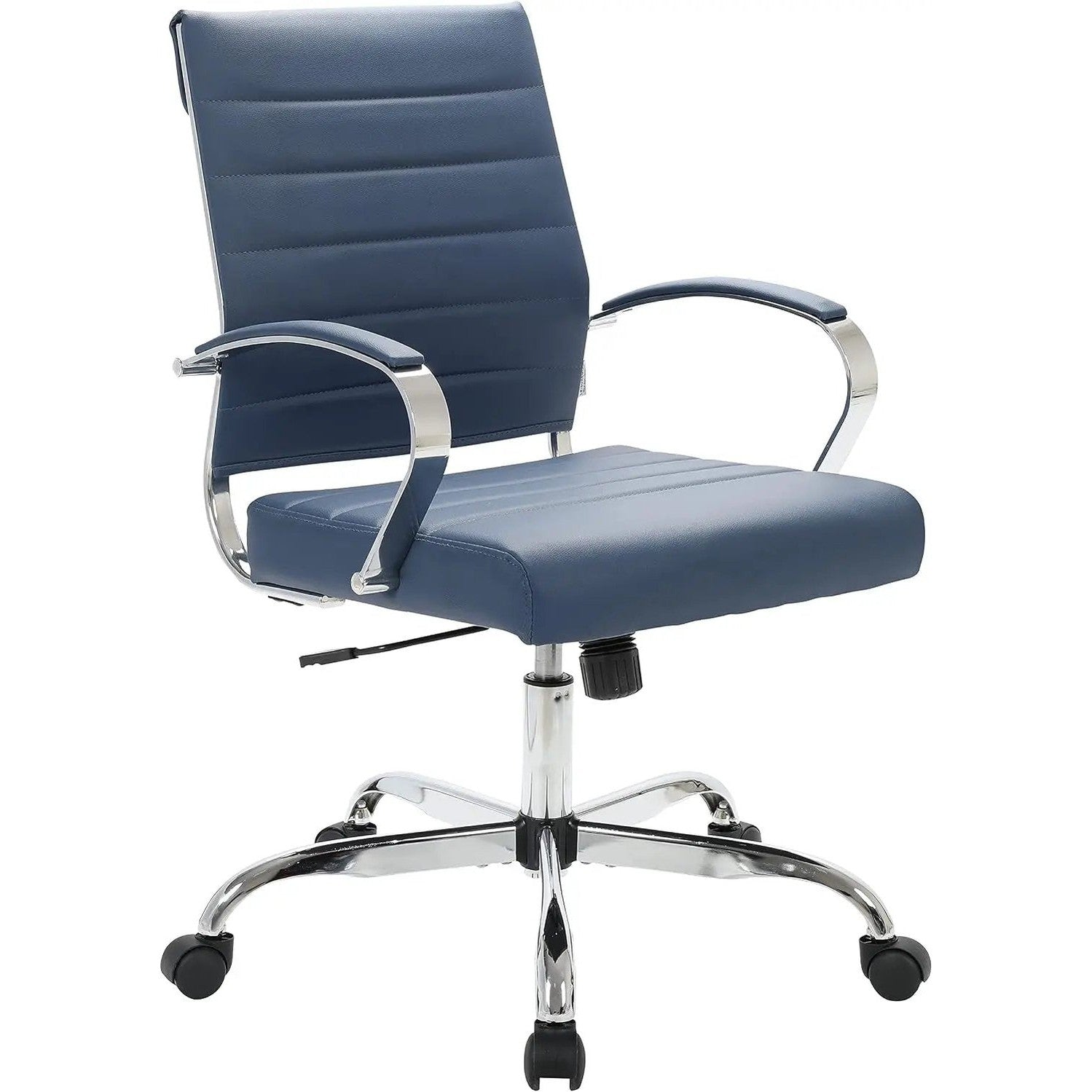 Leisuremod Benmar Leather Office Desk Chair, Mid-Back Ergonomic Swivel Chair with Lumbar Support, Adjustable Height, Tilt Lock, Cushioned Seat & Back, Home Office Task Chair (Tan, Single)