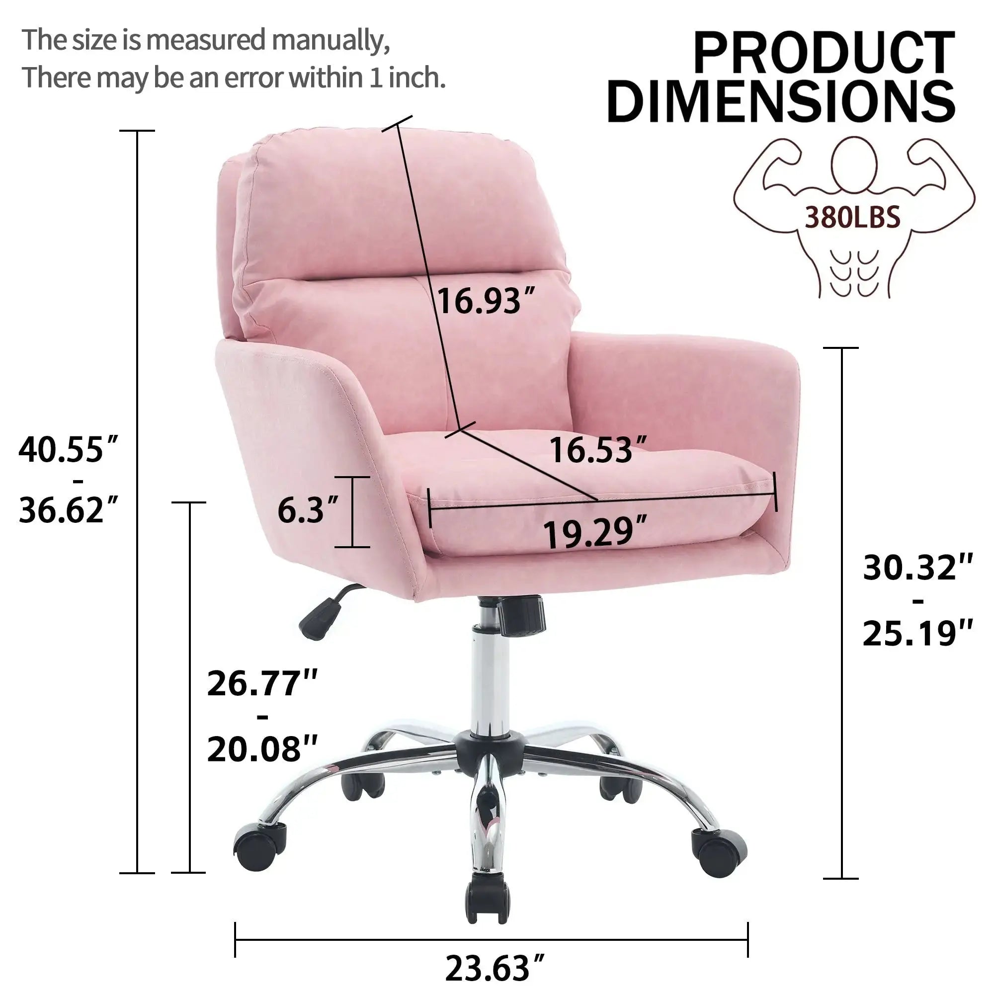 Pink Ergonomic Office Chair - Adjustable Swivel Home Office Desk Chair - Platinum-Level Office Chairs