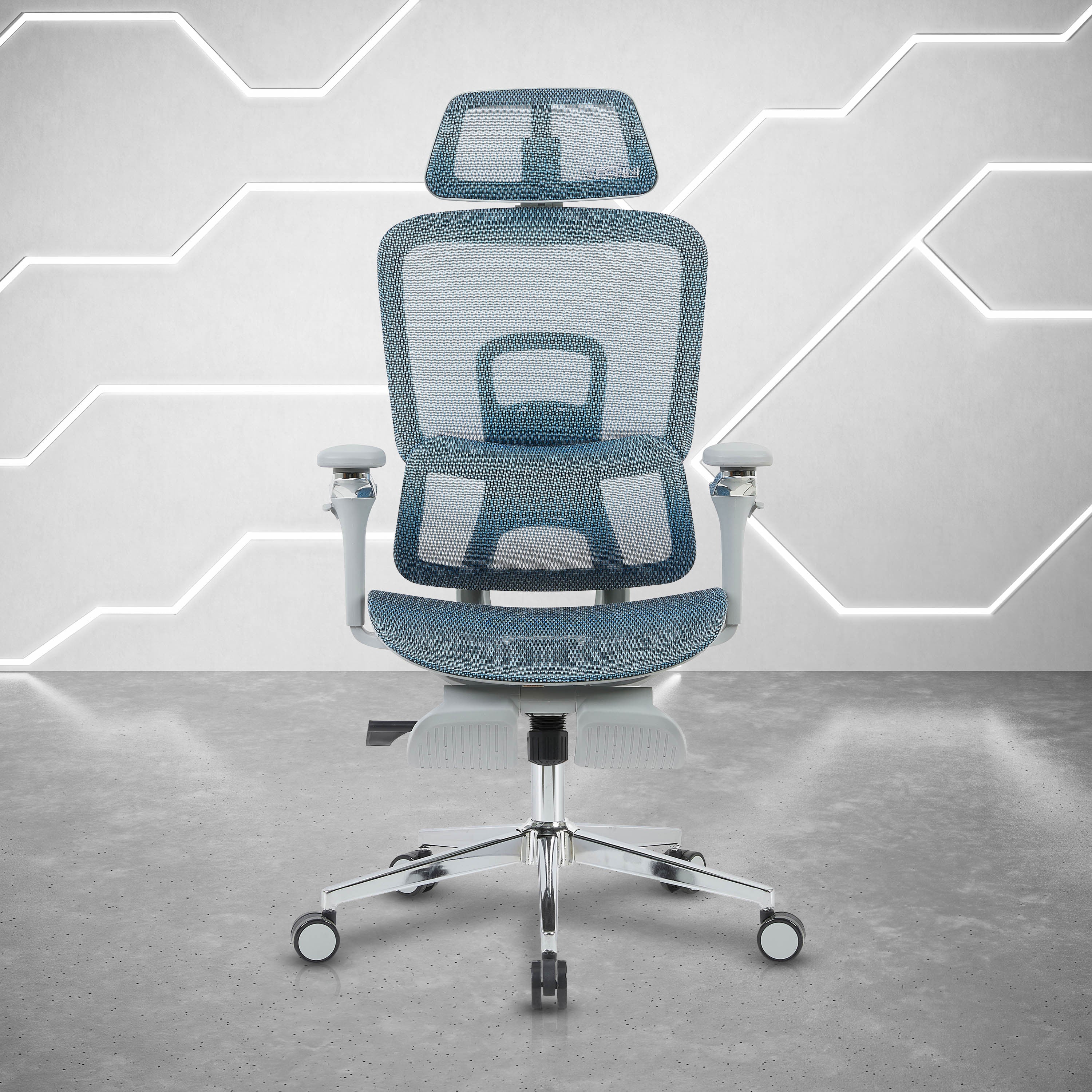 5D Armrest Ergonomic Mesh Office Chair, Teal, Retractable Footrest - Platinum-Level Office Chairs