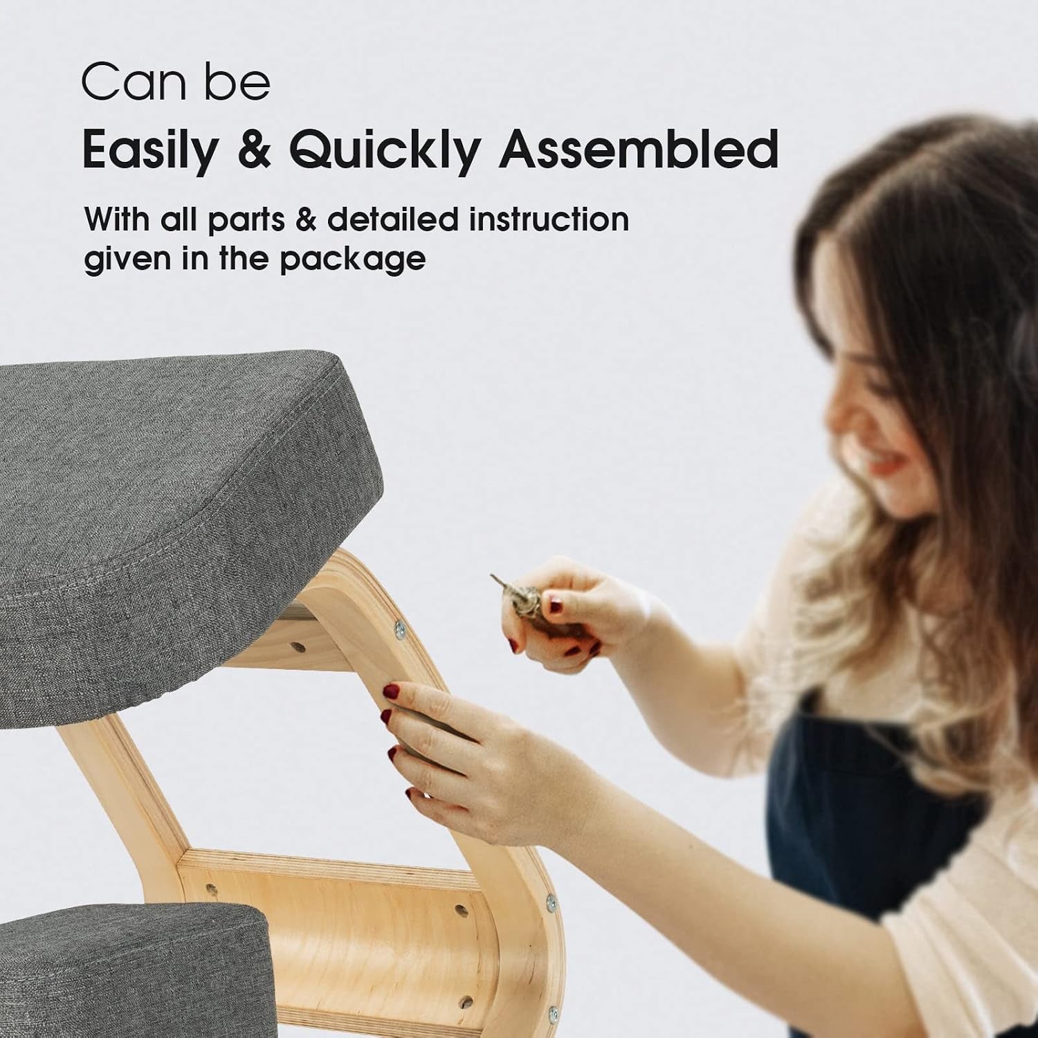 Giantex Kneeling Chair, Wood Posture Chair, Max Load 330 Lbs, Rocking Knee Chair with Soft Cushion, Natural Relief for Back, Shoulder or Neck Pain, Ergonomic Kneeling Chair for Office Home