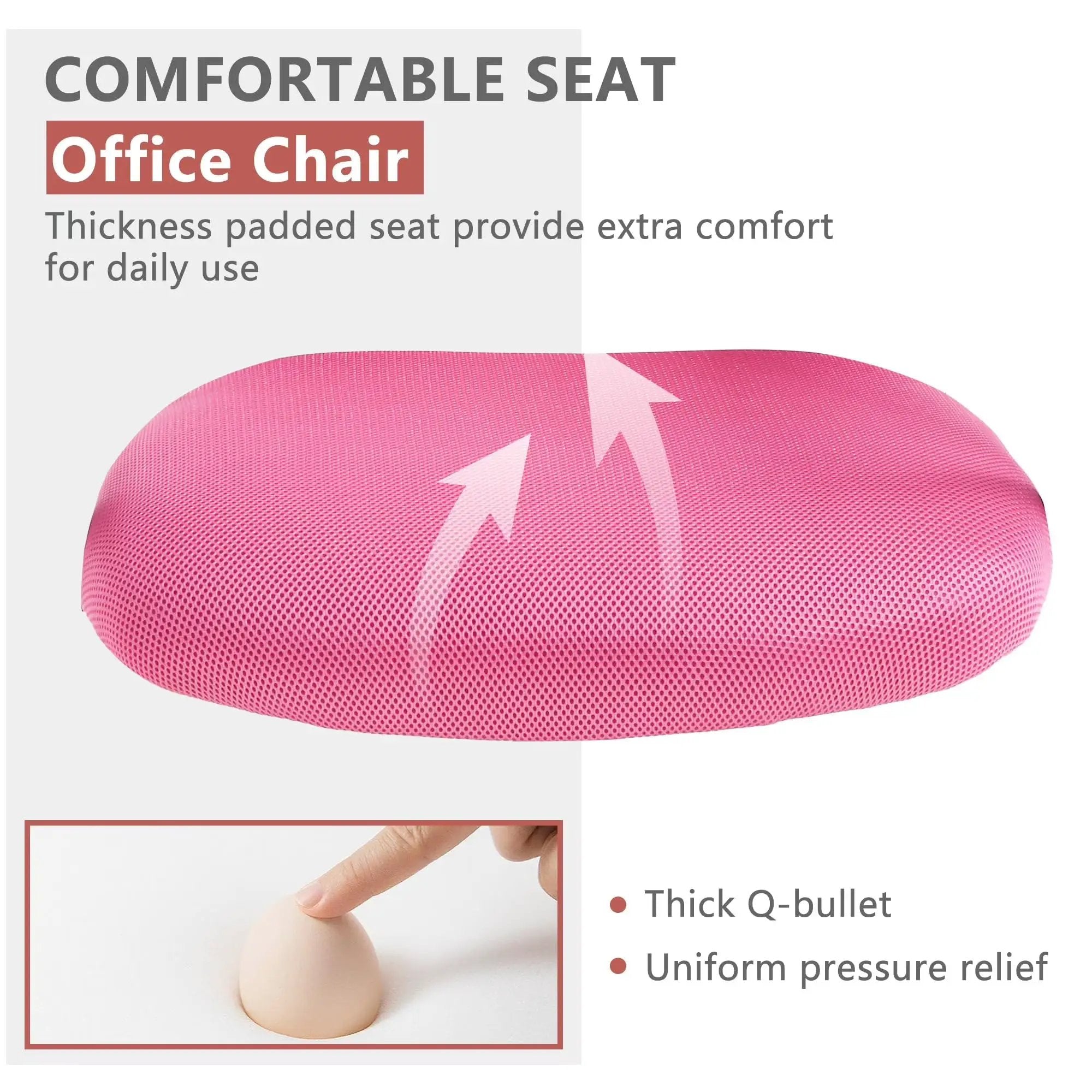 Paylesshere Ergonomic Office Chair with Lumbar Support, Adjustable Height, Swivel Casters, Pink, 1 Pack
